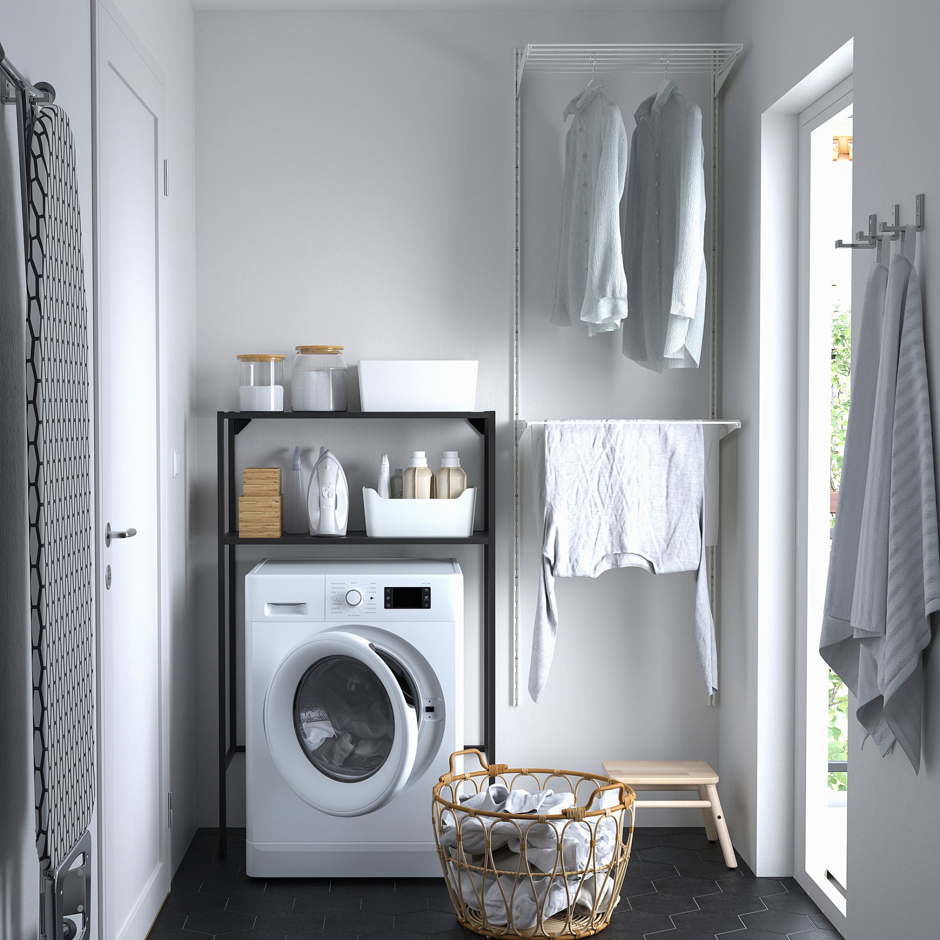 ENHET, frame with shelves for washing machine, 80x30x129 cm, 405.160.92