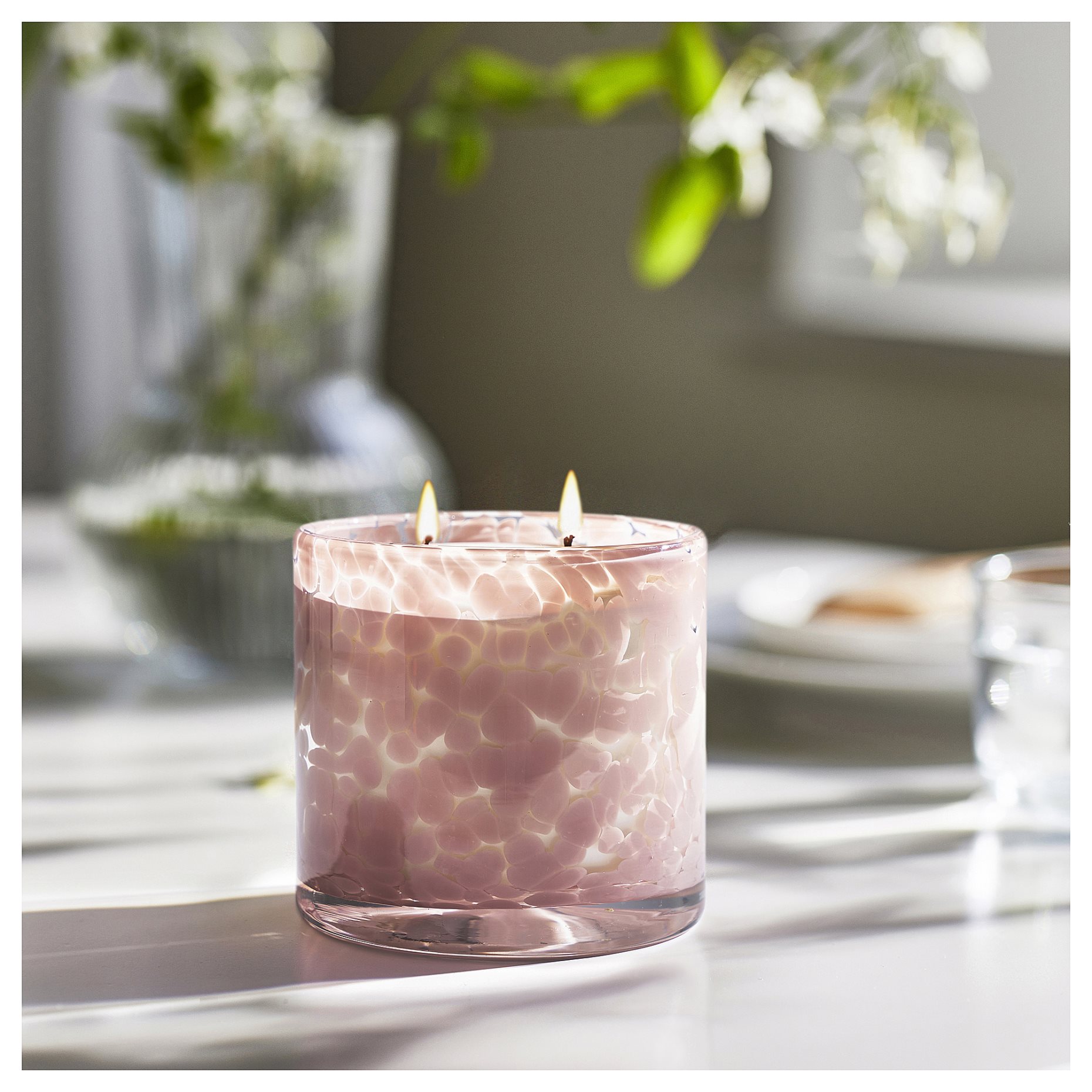 LUGNARE, scented candle in glass/2 wicks/Jasmine, 50 hr, 405.943.44