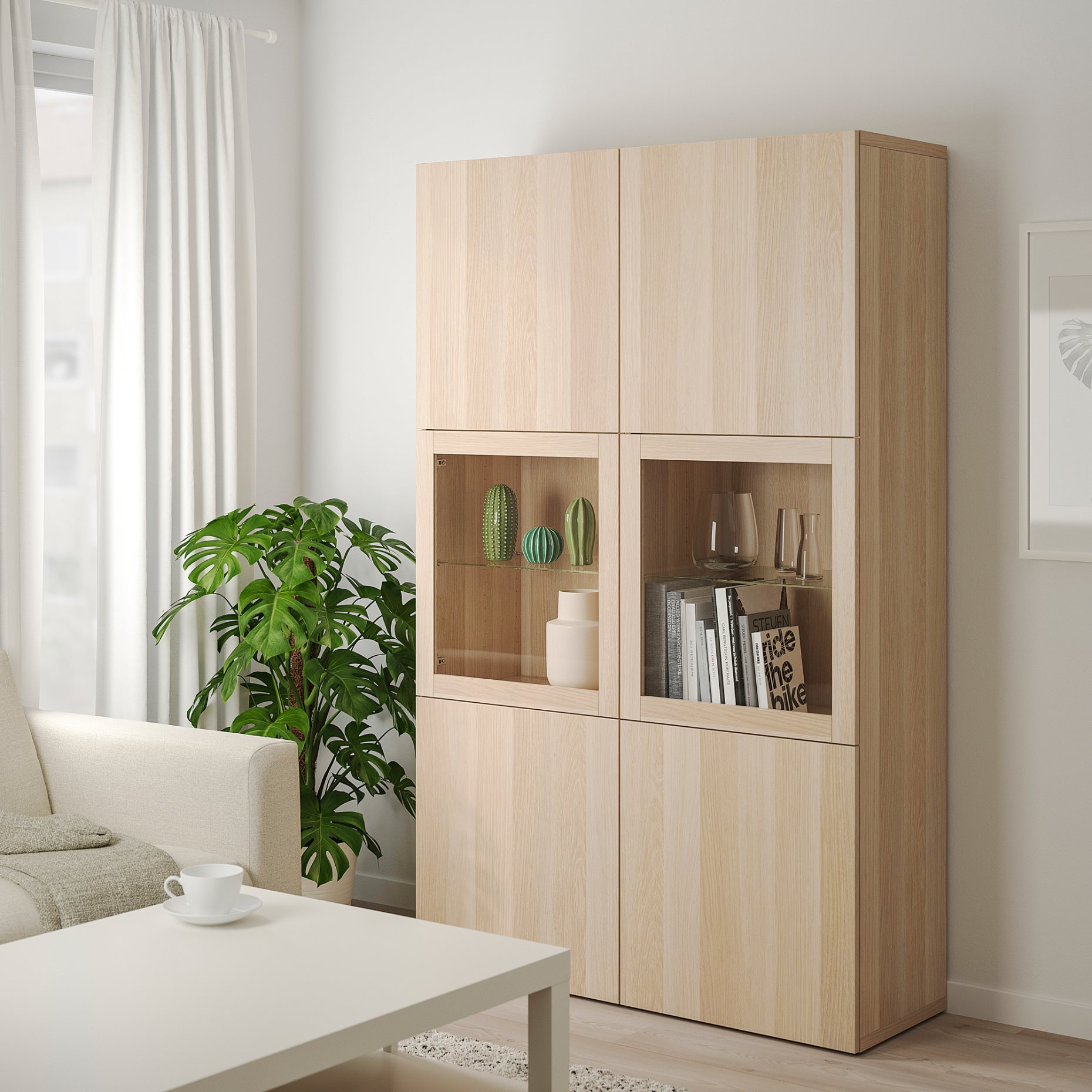 BESTÅ, storage combination w glass doors,, 120x42x193 cm, 490.898.16