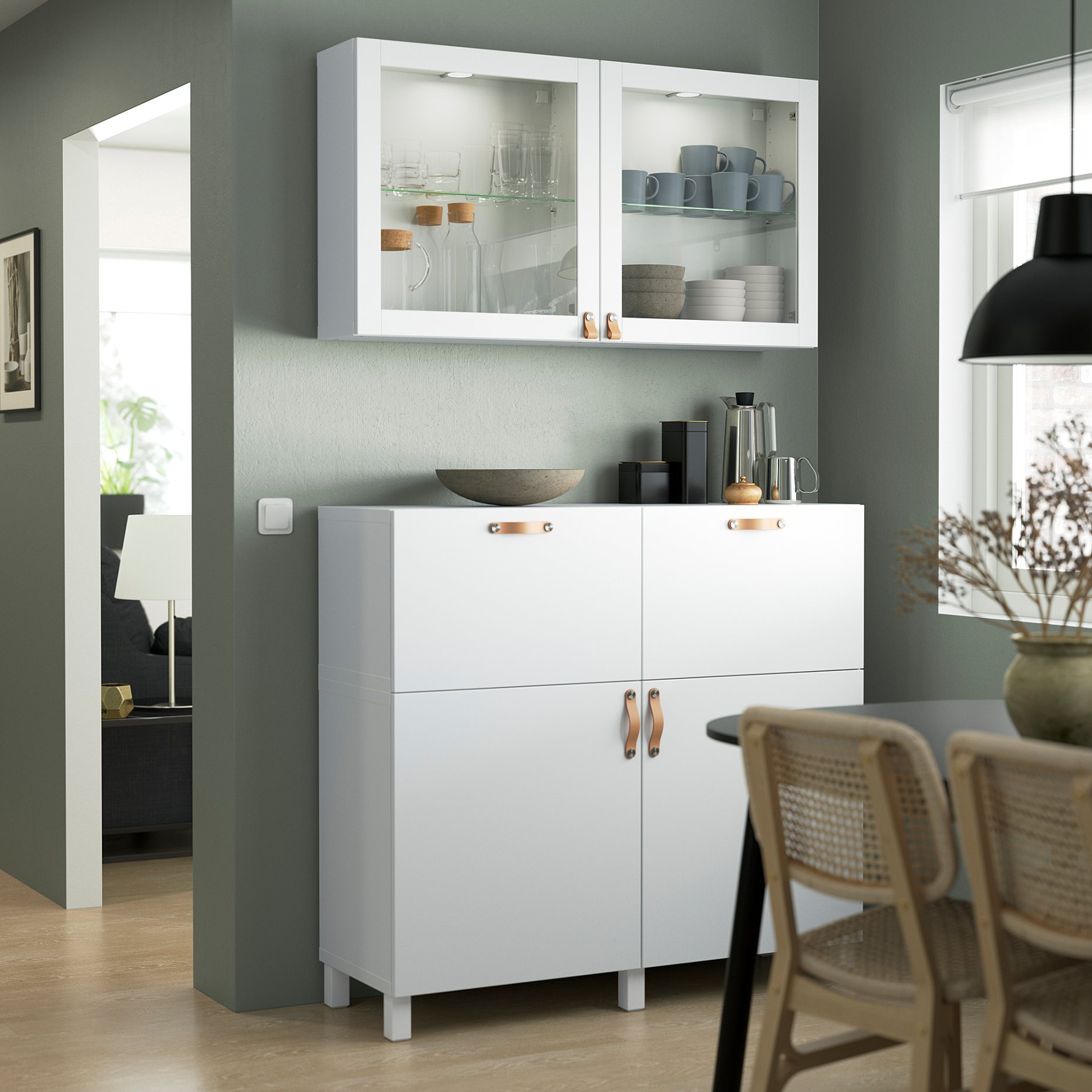 BESTÅ, storage combination with doors/drawers push open, 120x42x213 cm, 493.992.15