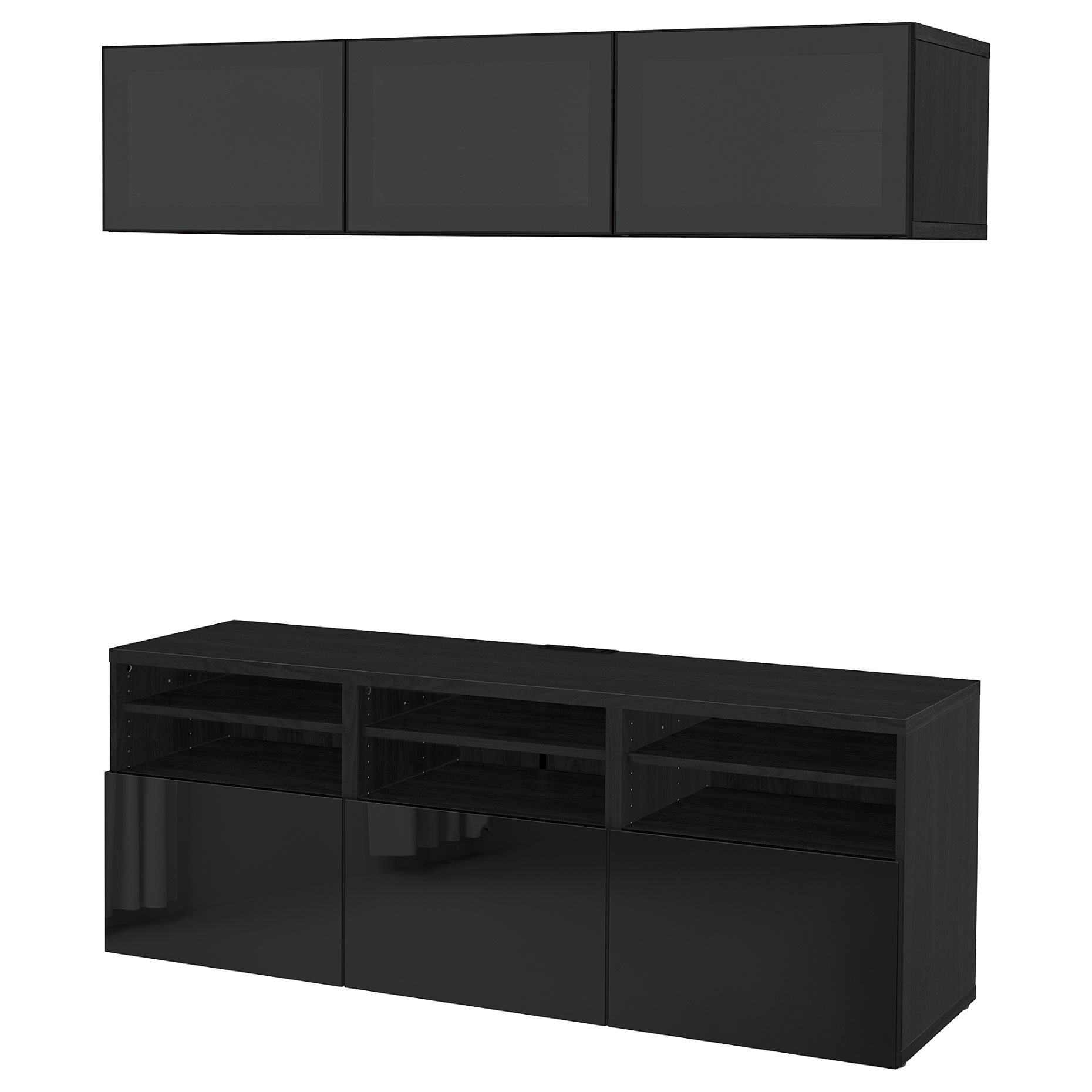 BESTÅ, TV storage combination/glass doors/drawers soft closing, 180x42x192 cm, 494.072.15