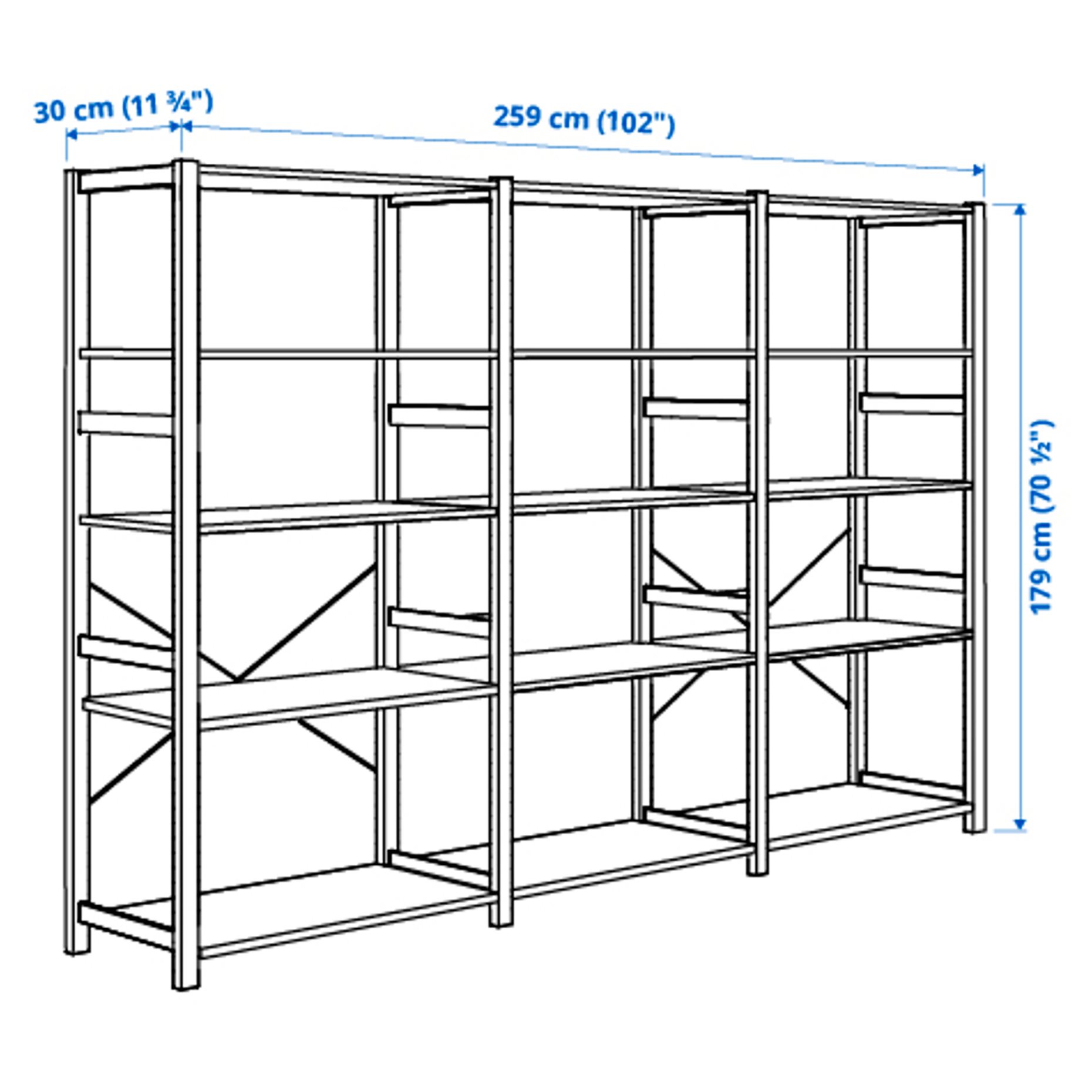 IVAR, 3 sections/shelves, 259x30x179 cm, 494.072.58