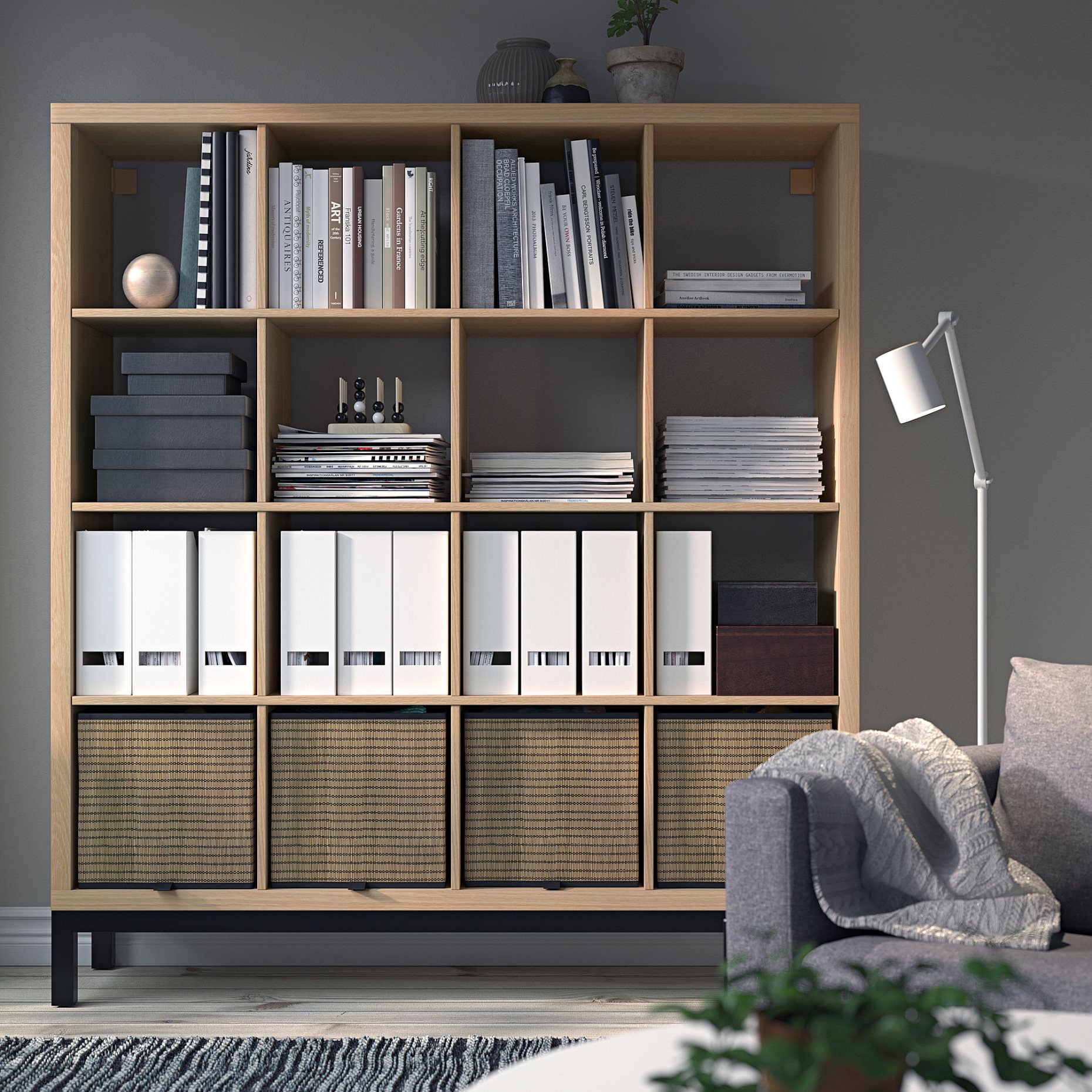 KALLAX, shelving unit with underframe, 147x164 cm, 494.427.18