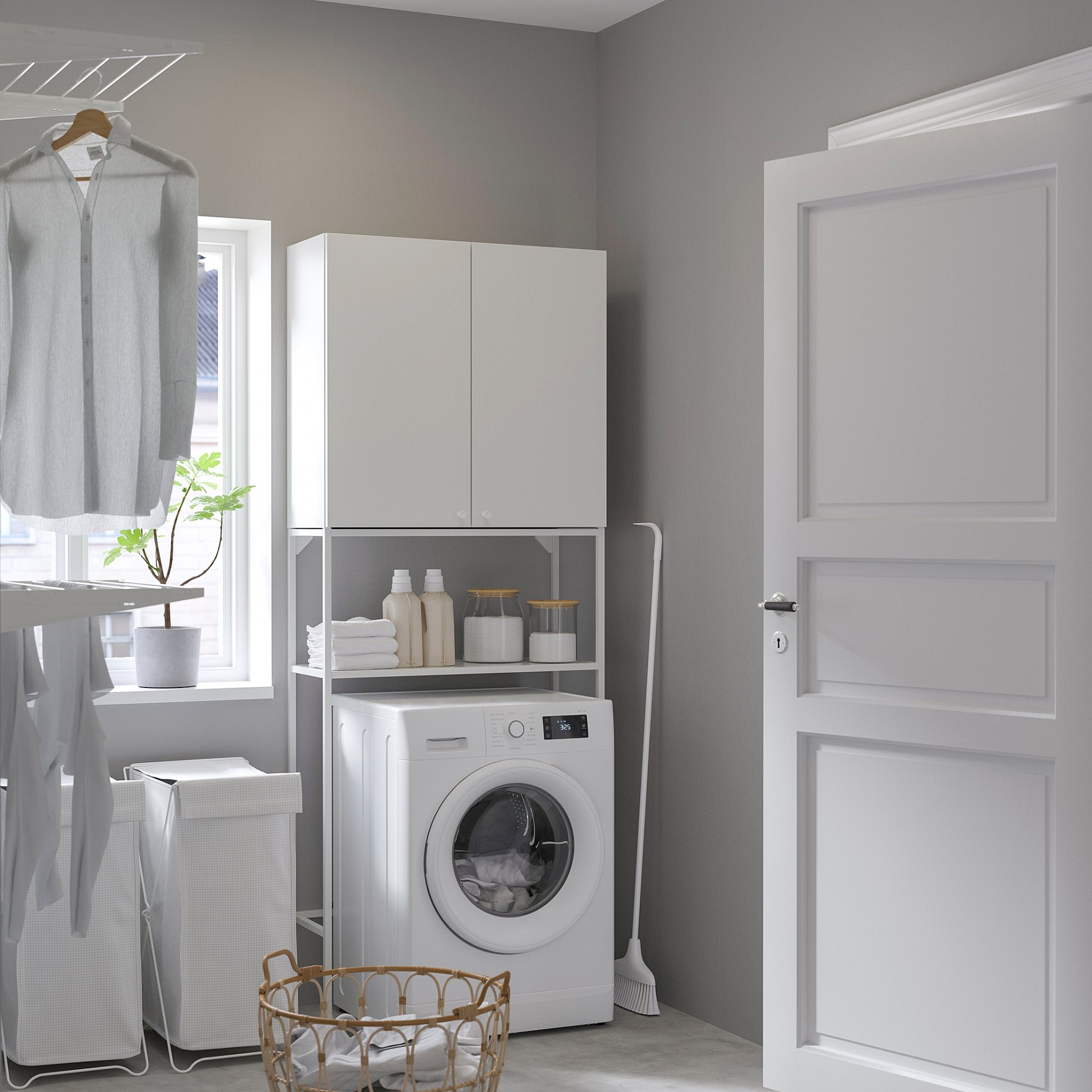 ENHET, storage combination for laundry, 80x32x204 cm, 494.774.30