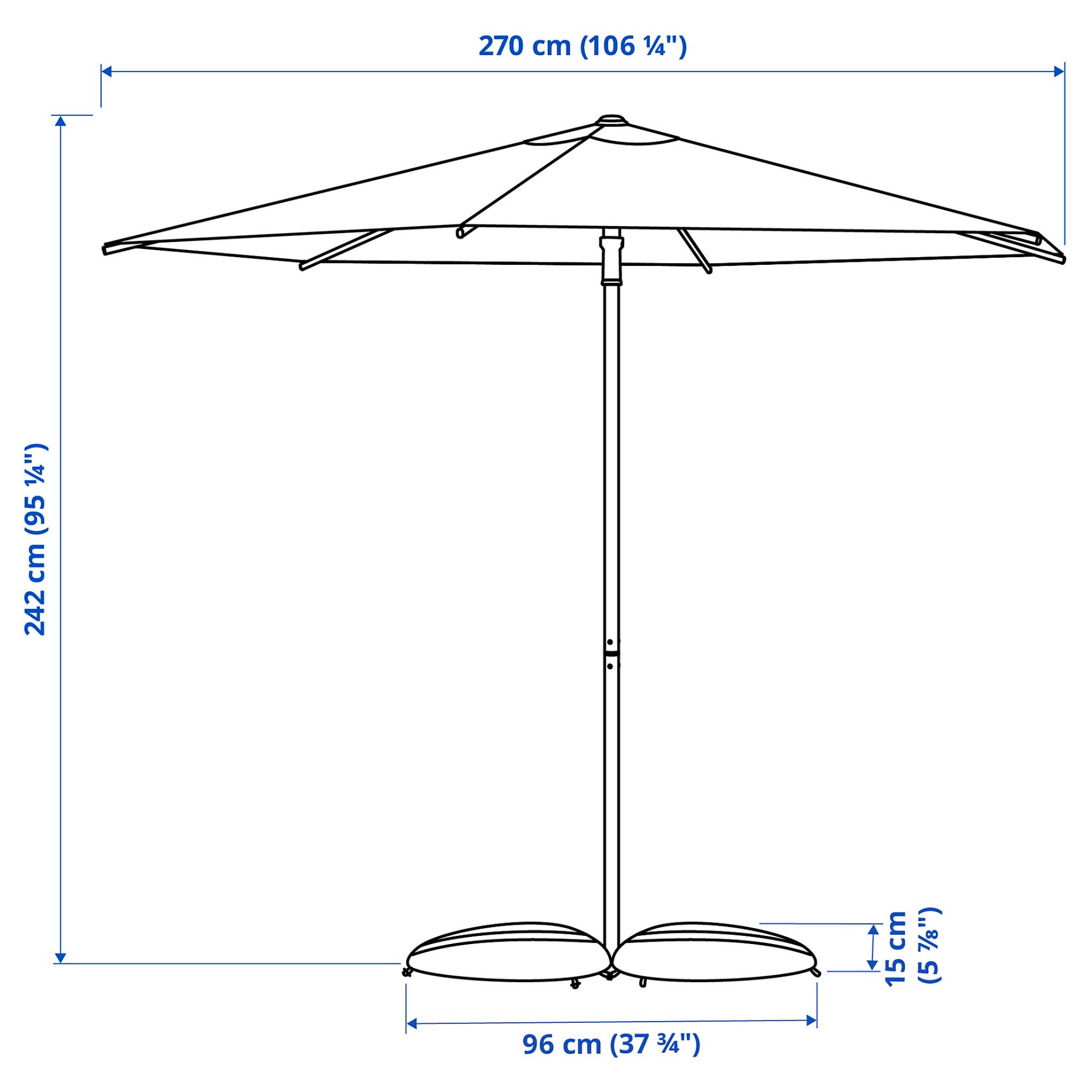 HÖGÖN/IGGÖN, ομπρέλα ήλιου με βάση, 270 cm, 495.762.08