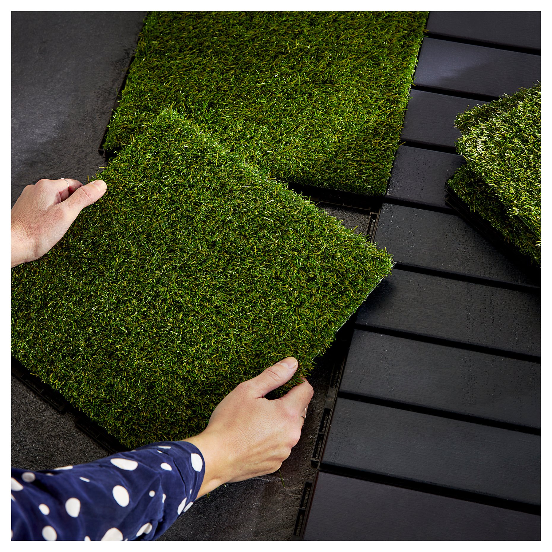 RUNNEN, floor decking, outdoor, 9 pack,artificial grass, 503.131.31