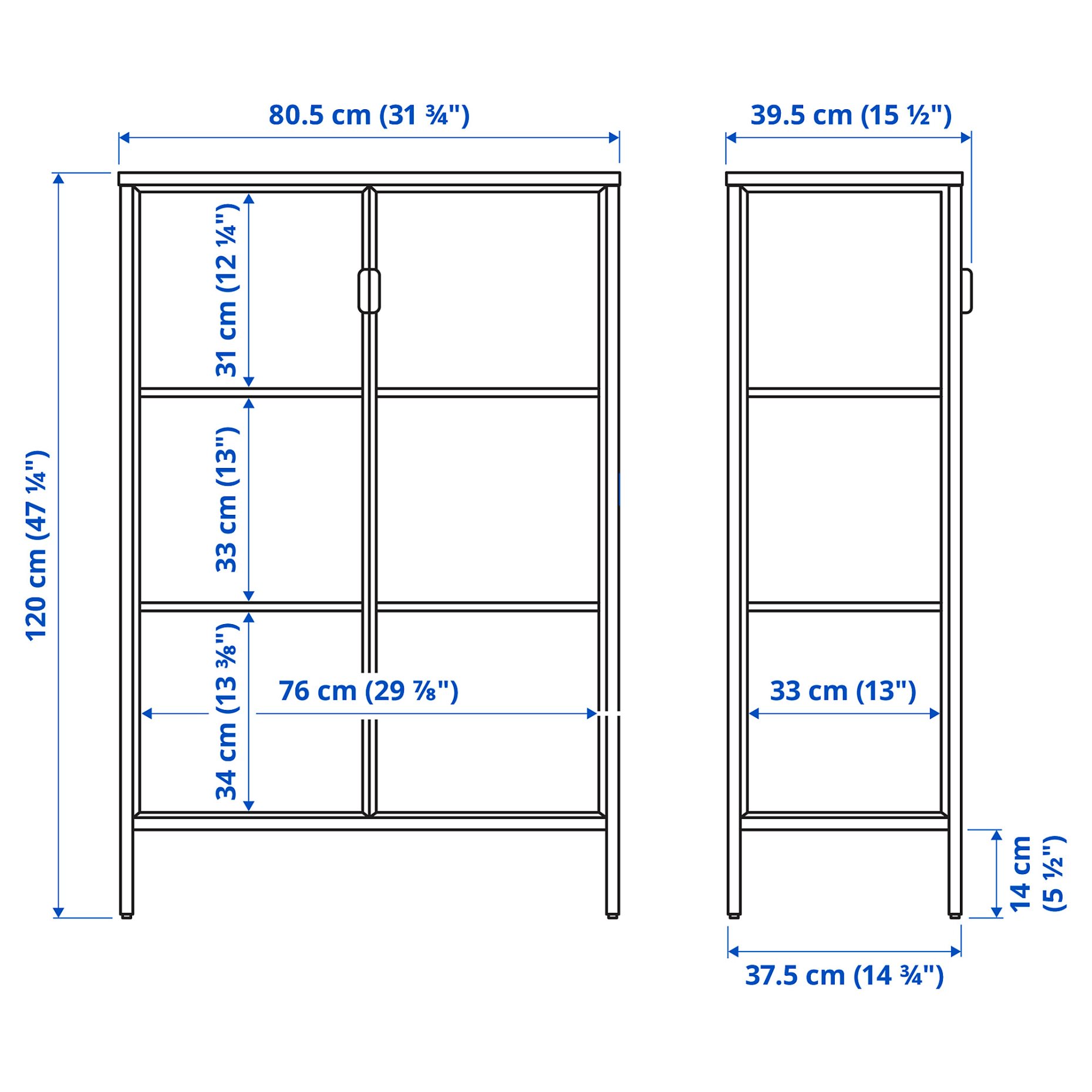 RUDSTA, glass-door cabinet, 80x37x120 cm, 504.501.37