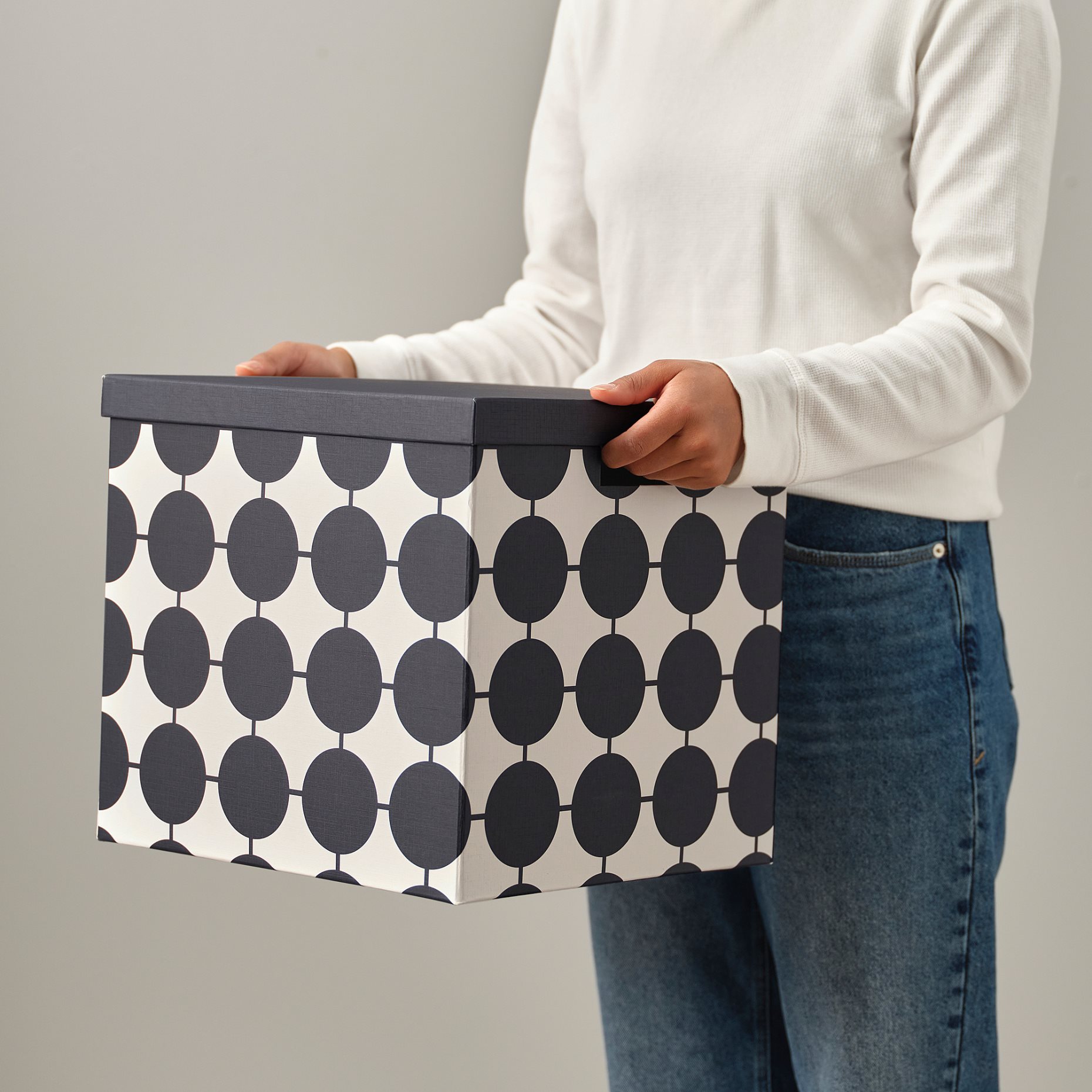 TJENA, storage box with lid, 32x35x32 cm, 506.010.56