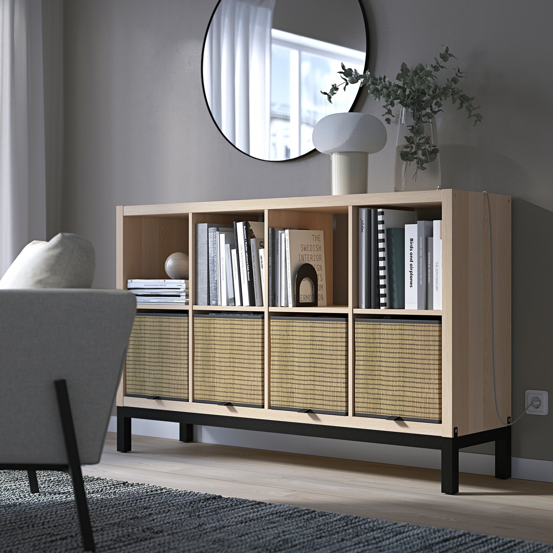 KALLAX, shelving unit with underframe, 147x94 cm, 594.426.85