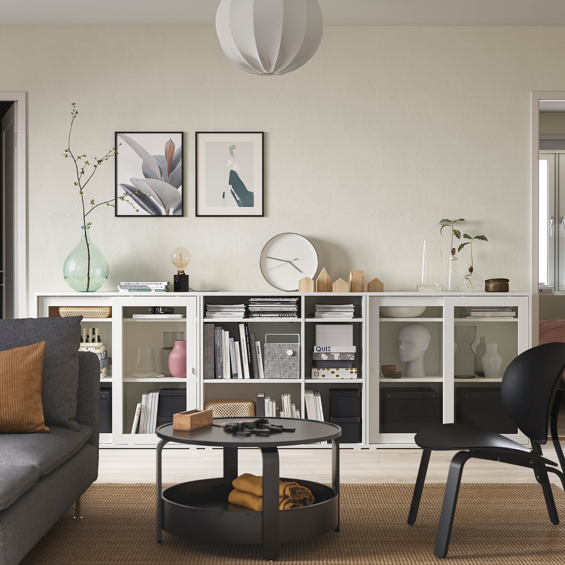 VIHALS, storage combination with glass doors, 285x37x90 cm, 595.212.15