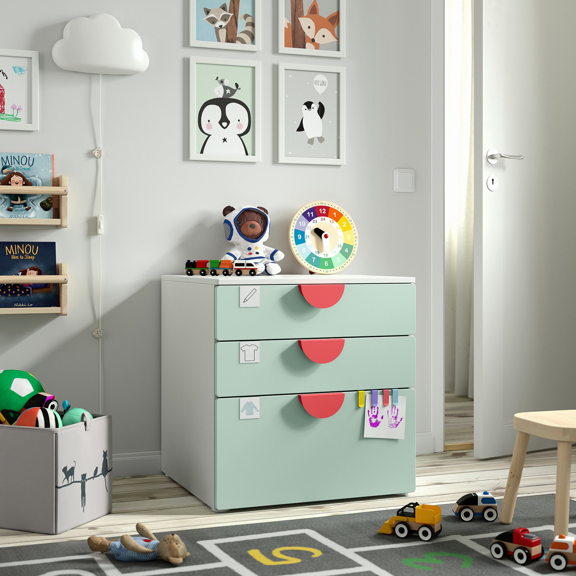 SMASTAD/PLATSA, chest of 3 drawers, 60x57x63 cm, 595.429.01