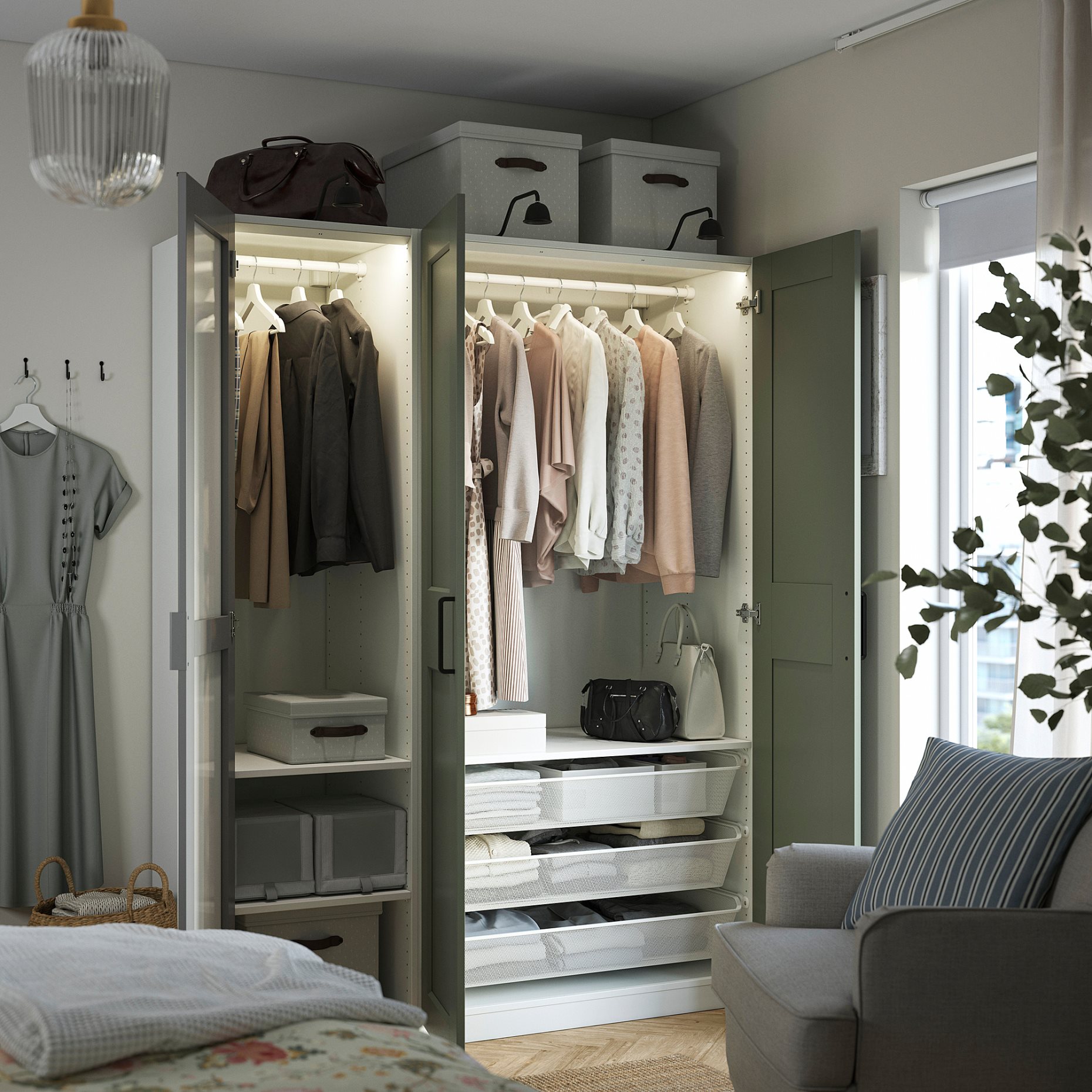PAX/KAMMAR/GRIM, wardrobe combination, 150x60x201 cm, 595.792.49