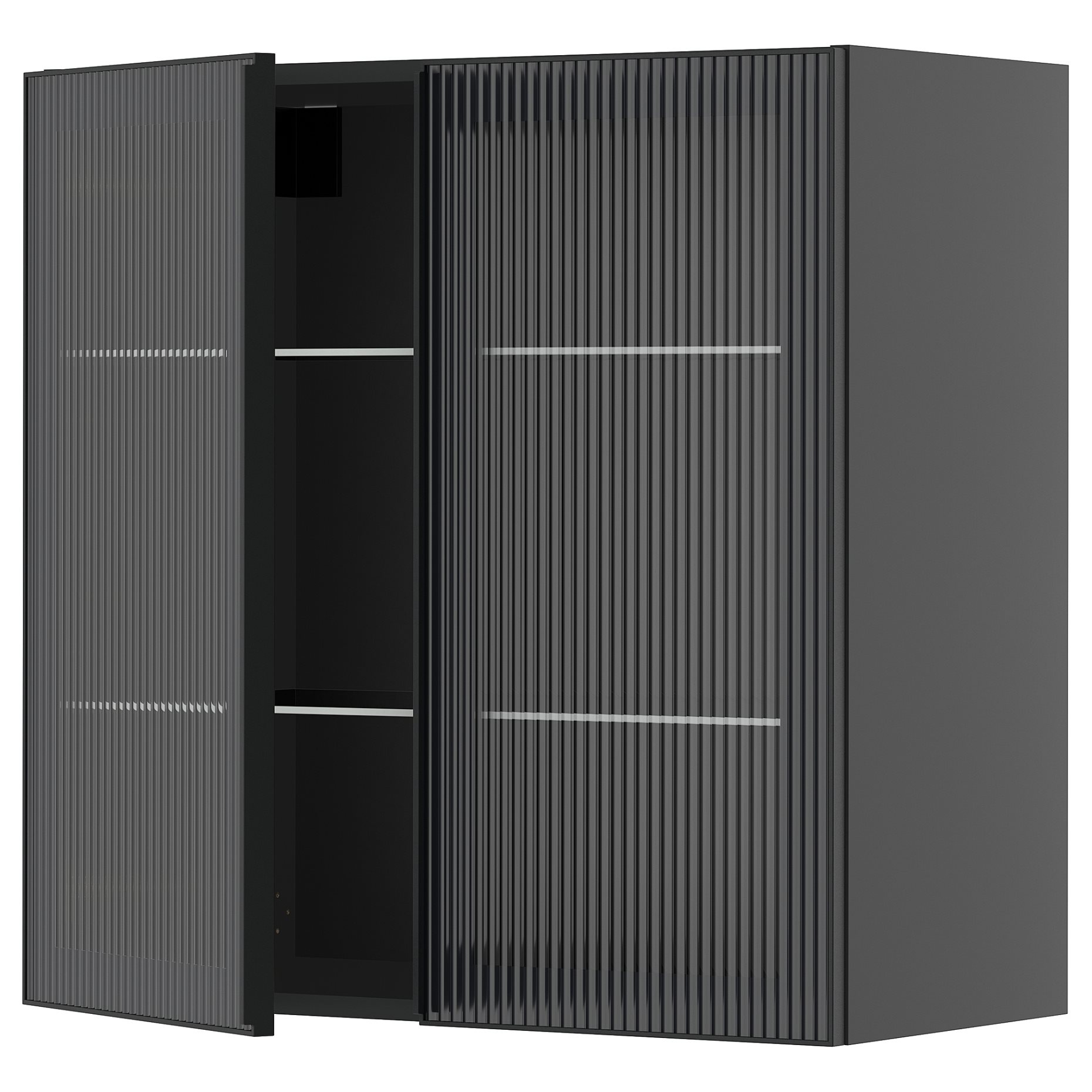 METOD, wall cabinet with shelves/2 glass doors, 80x80 cm, 595.868.53