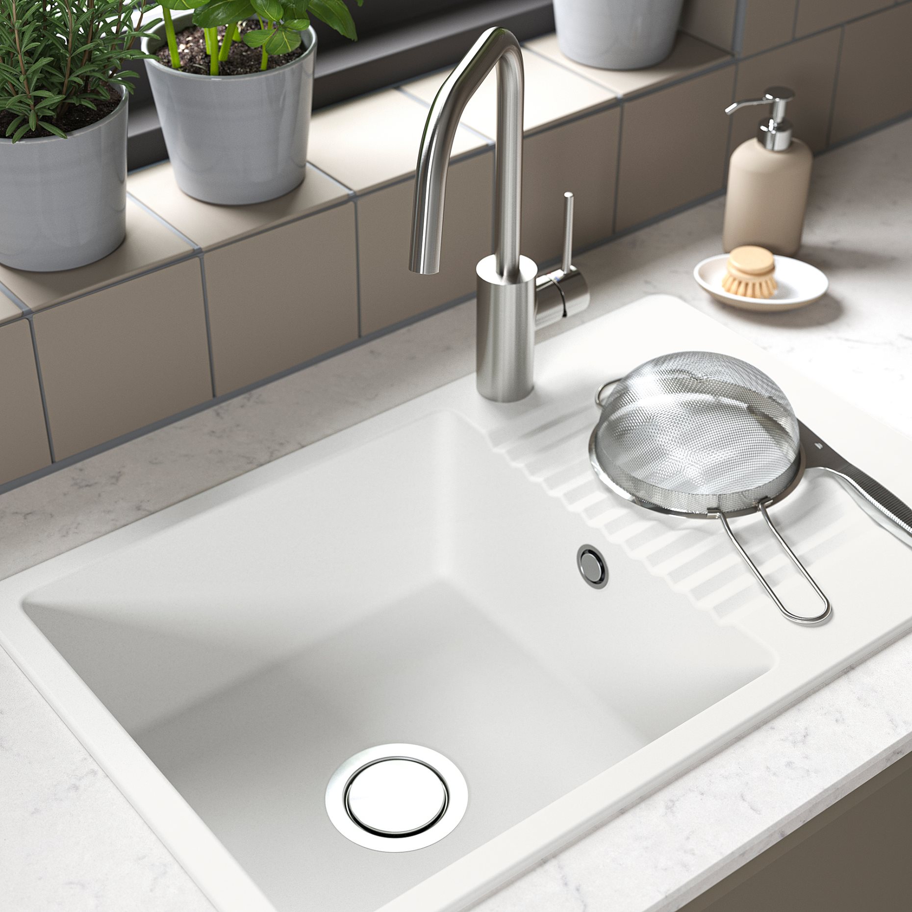 KILSVIKEN, inset sink 1 bowl with drainboard, 72x46 cm, 595.903.98