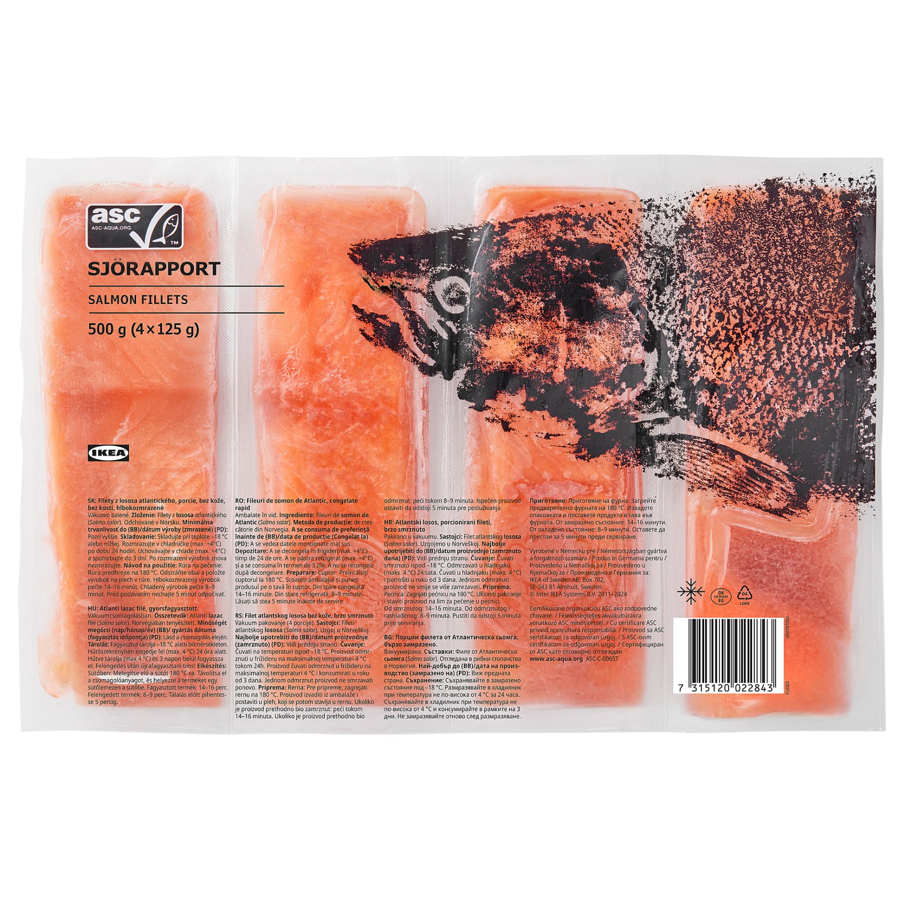 SJÖRAPPORT, salmon fillet/ASC certified/frozen/frozen, 500 g, 603.600.37