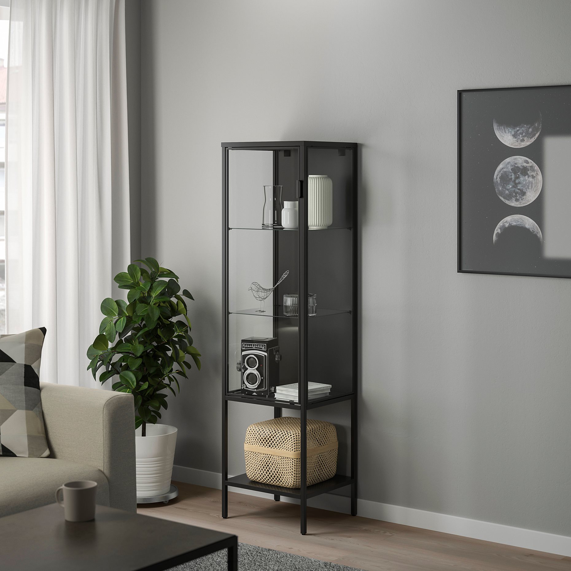 RUDSTA, glass-door cabinet, 42x37x155 cm, 604.348.25