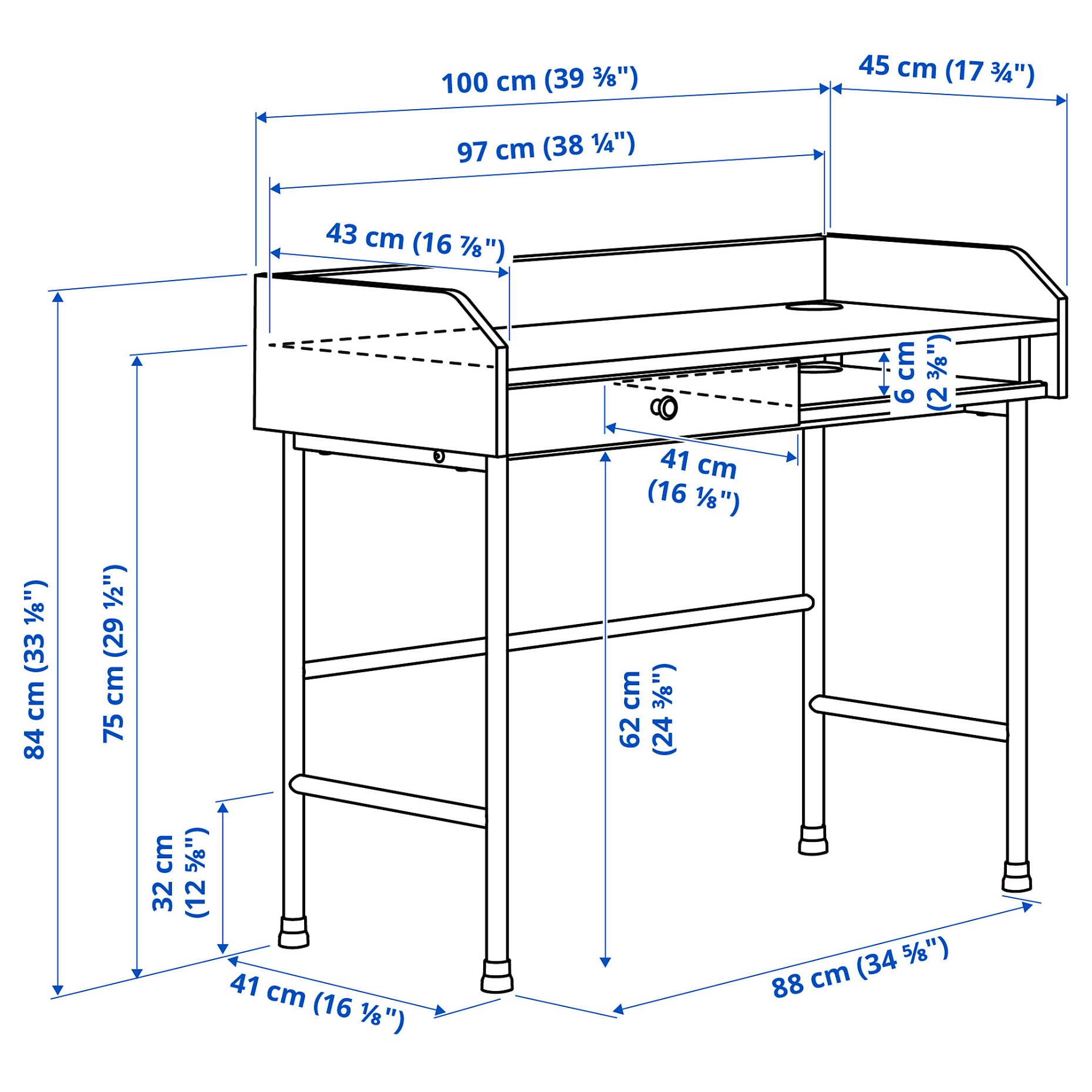 HAUGA, γραφείο, 100x84 cm, 604.776.74