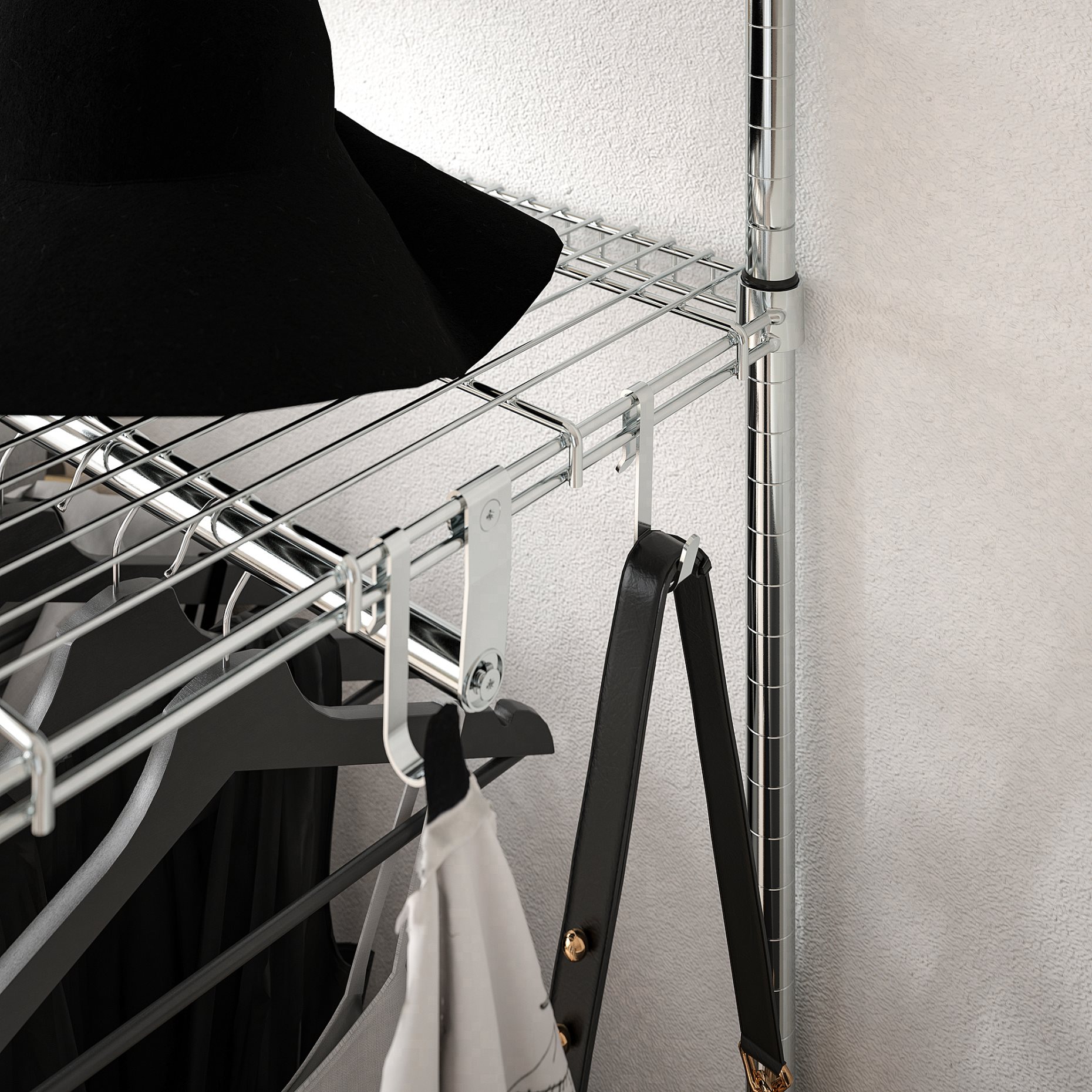 OMAR, shelving unit with clothes rail, 92x50x201 cm, 605.309.78