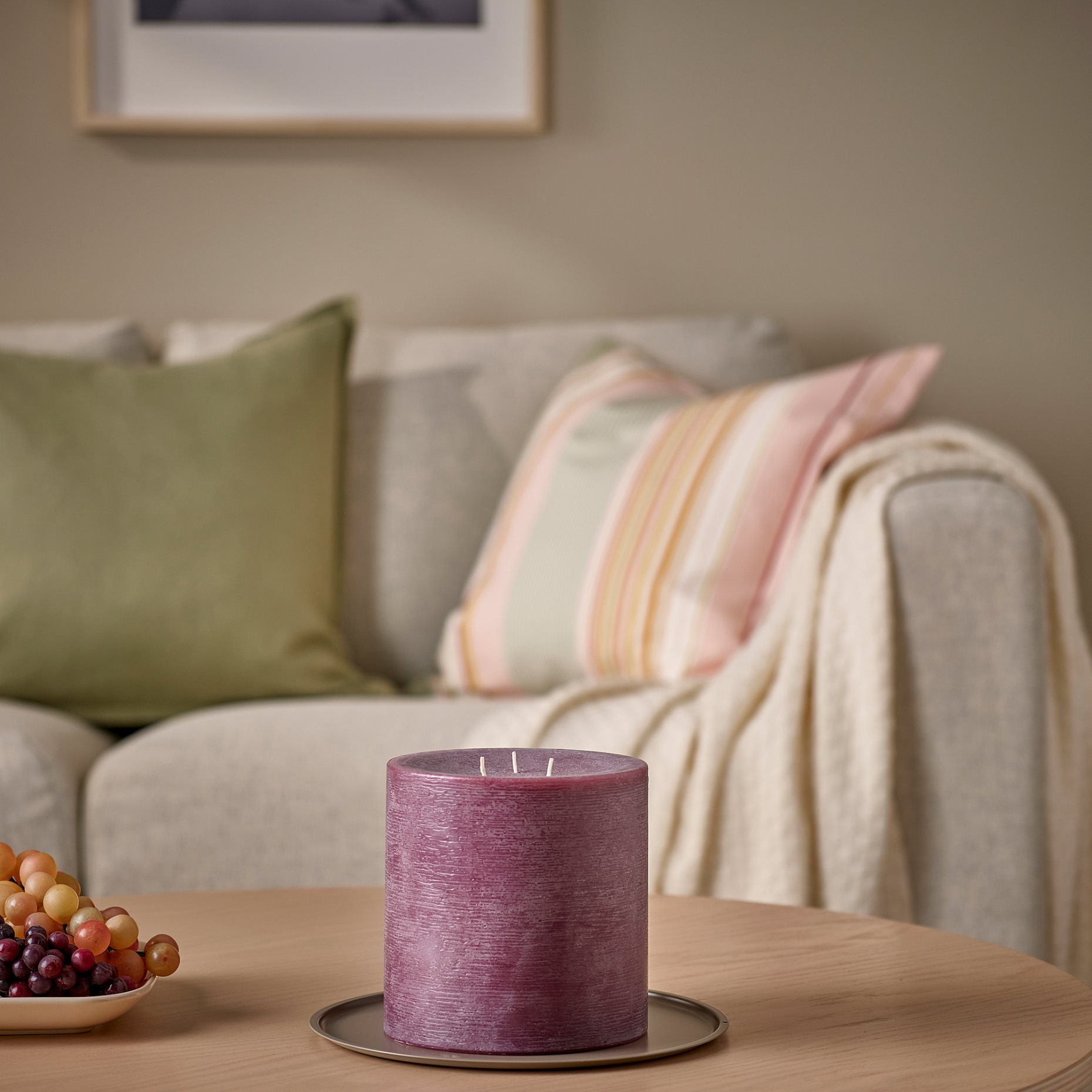 GRÄNSSKOG, unscented pillar candle with 3 wicks, 14 cm, 605.515.79