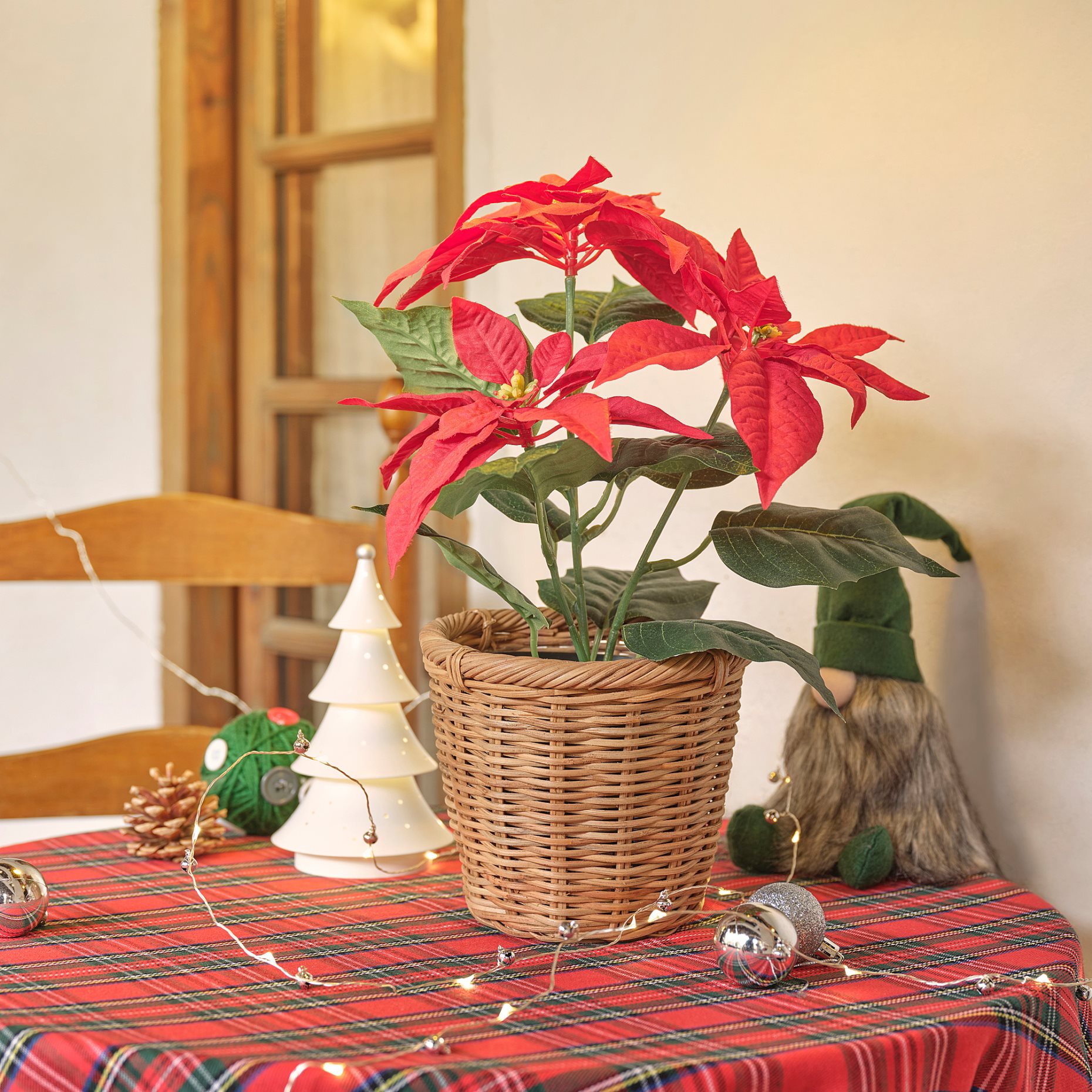 VINTERFINT, artificial potted plant/in/outdoor Poinsettia, 12 cm, 605.621.39