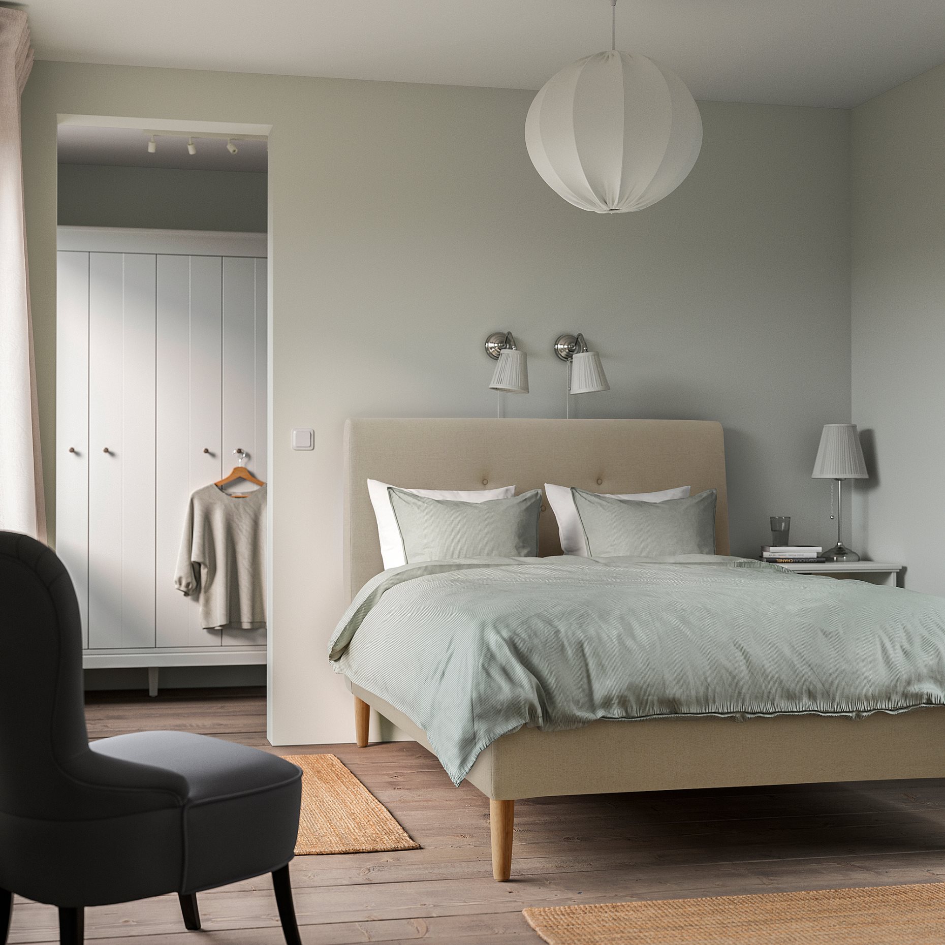 IDANÄS, upholstered bed frame, 140x200 cm, 605.880.64