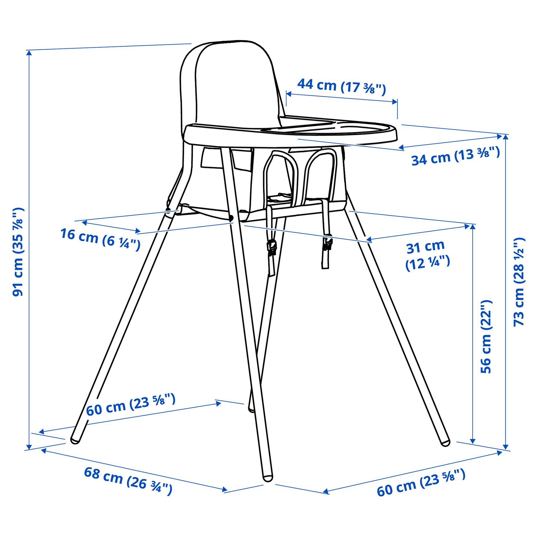 SANDKATT, highchair with tray, 606.166.46