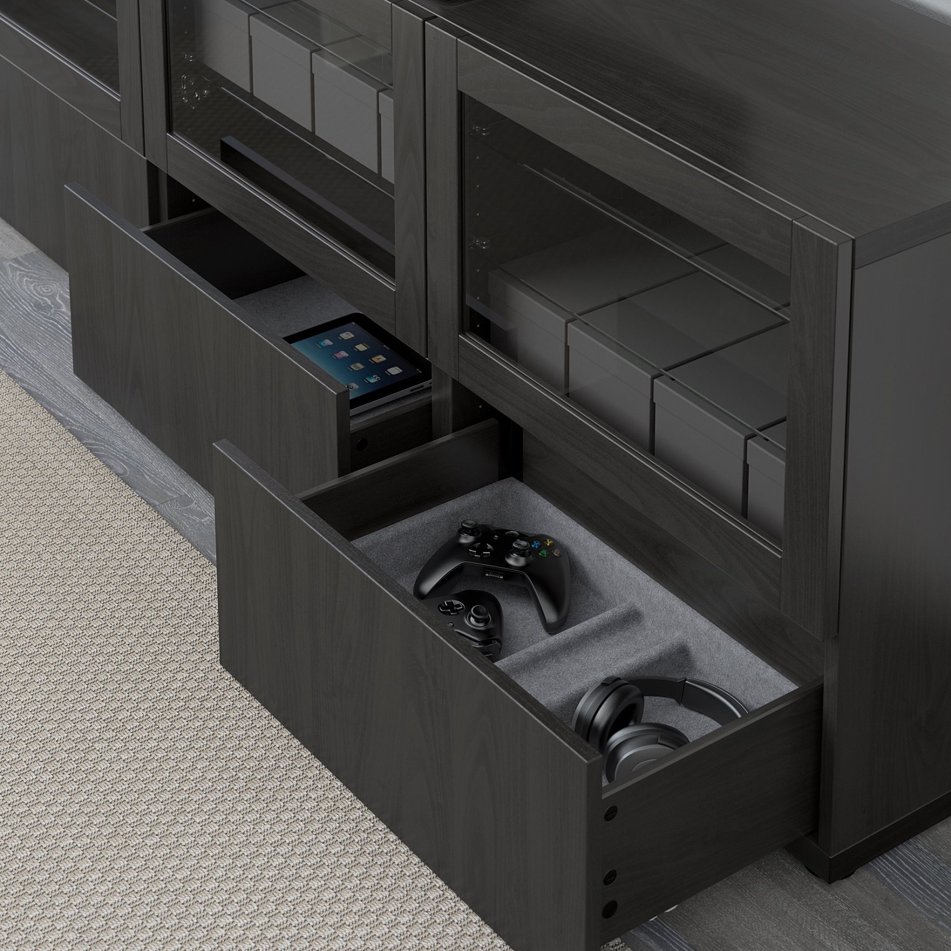 BESTÅ, TV bench with doors and drawers, 180x40x64 cm, 691.942.94