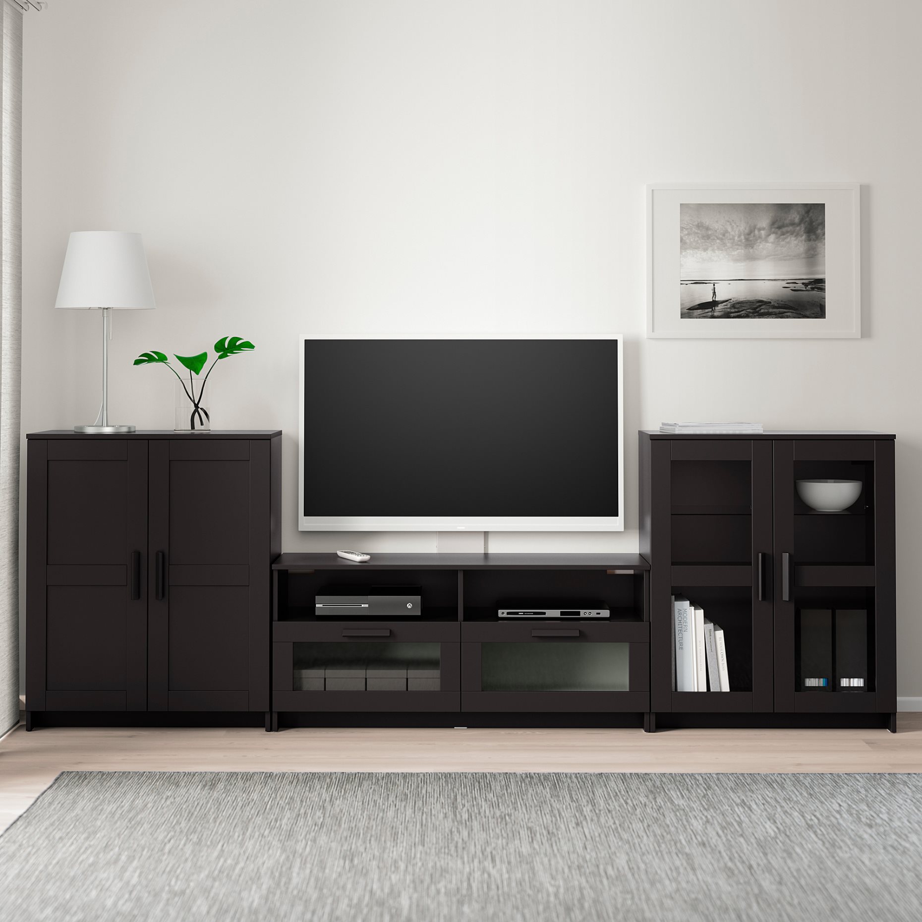 BRIMNES, TV storage combination/glass doors, 692.782.22