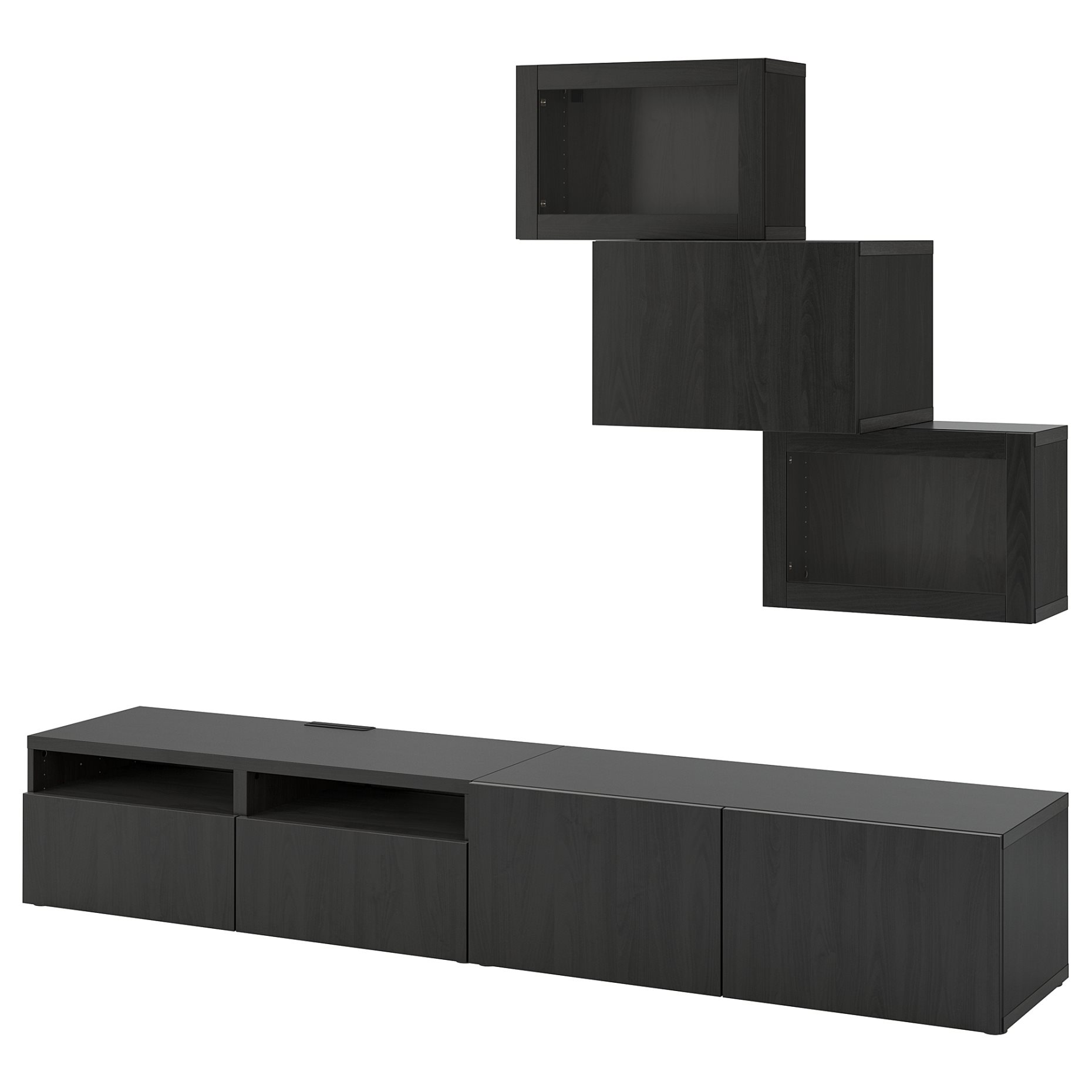 BESTÅ, TV storage combination/glass doors/drawers push open, 240x42x190 cm, 694.112.97