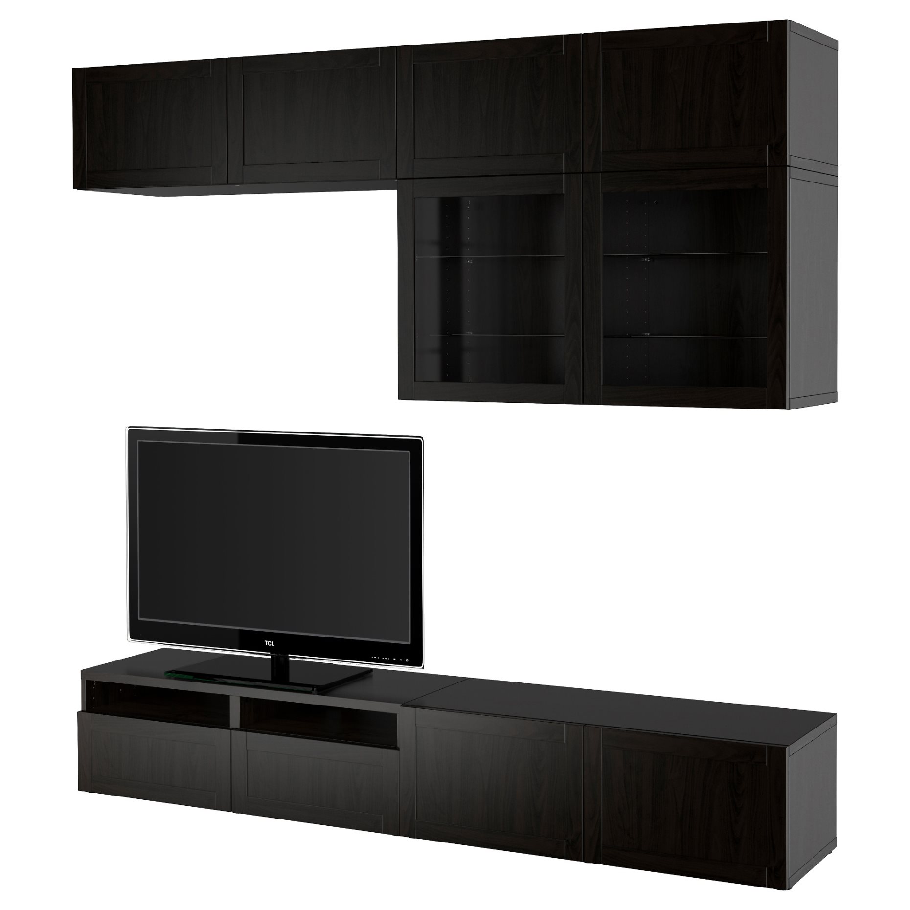 BESTÅ, TV storage combination/glass doors/drawers soft closing, 240x42x231 cm, 694.123.53