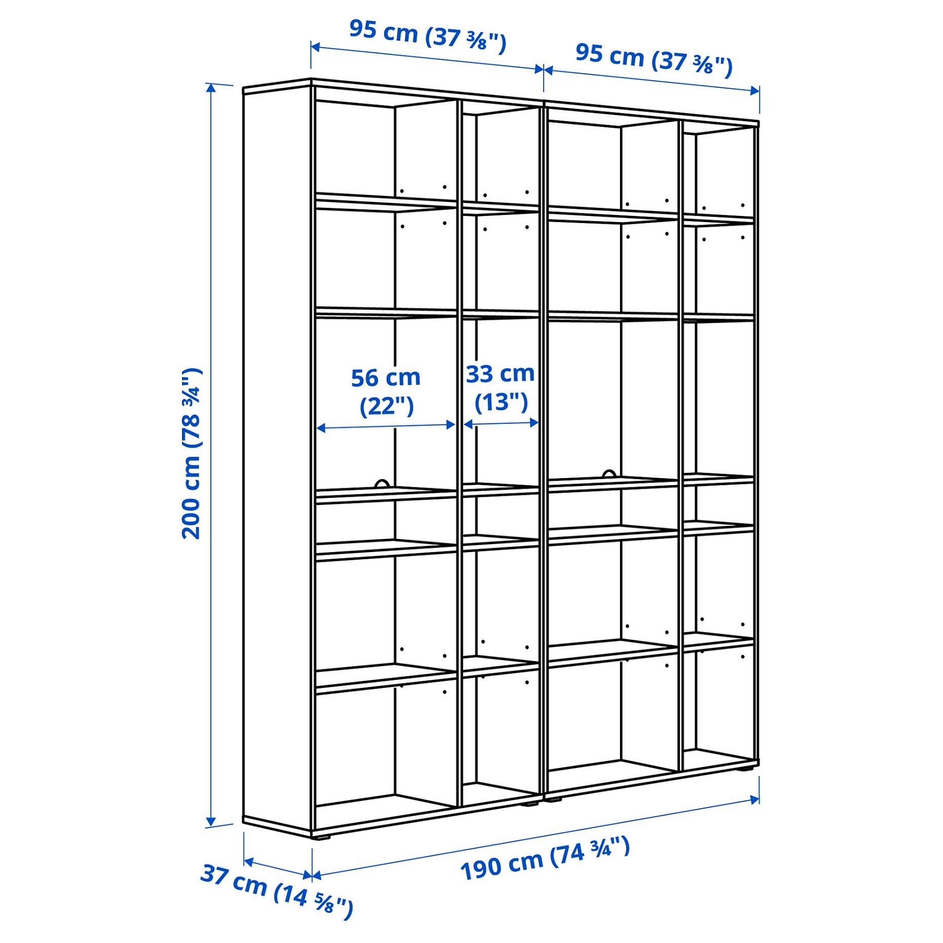 VIHALS, shelving combination, 190x37x200 cm, 694.406.00