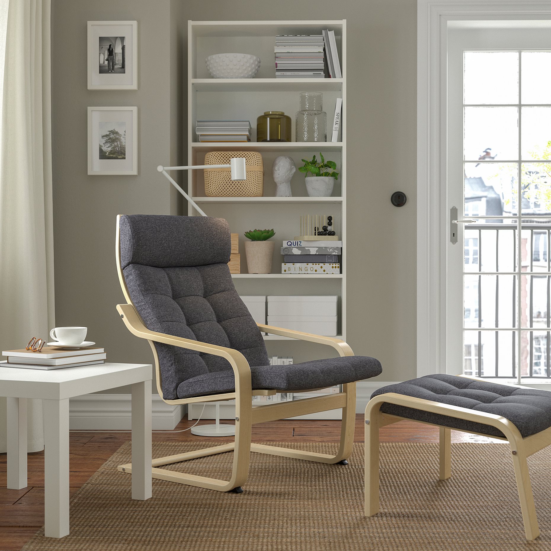 POÄNG, armchair and footstool, 695.020.75