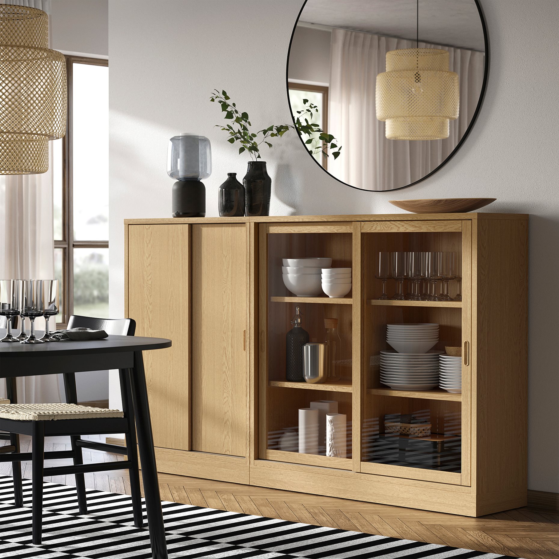 TONSTAD, storage combination with sliding doors, 202x120 cm, 695.150.68