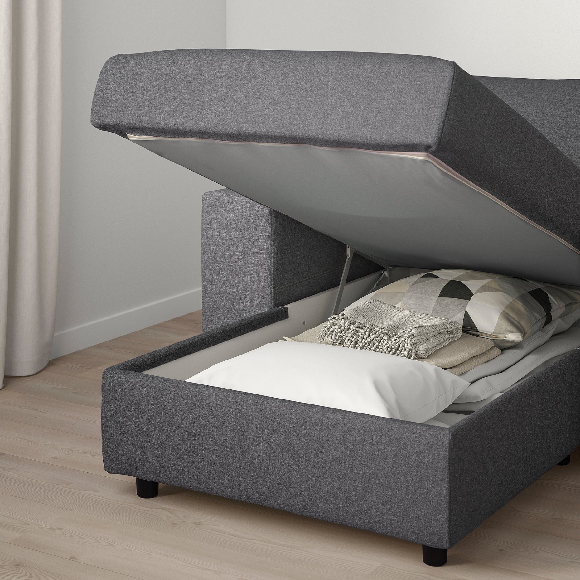 VIMLE, corner sofa-bed with wide armrests, 5-seat with chaise longue, 695.452.49