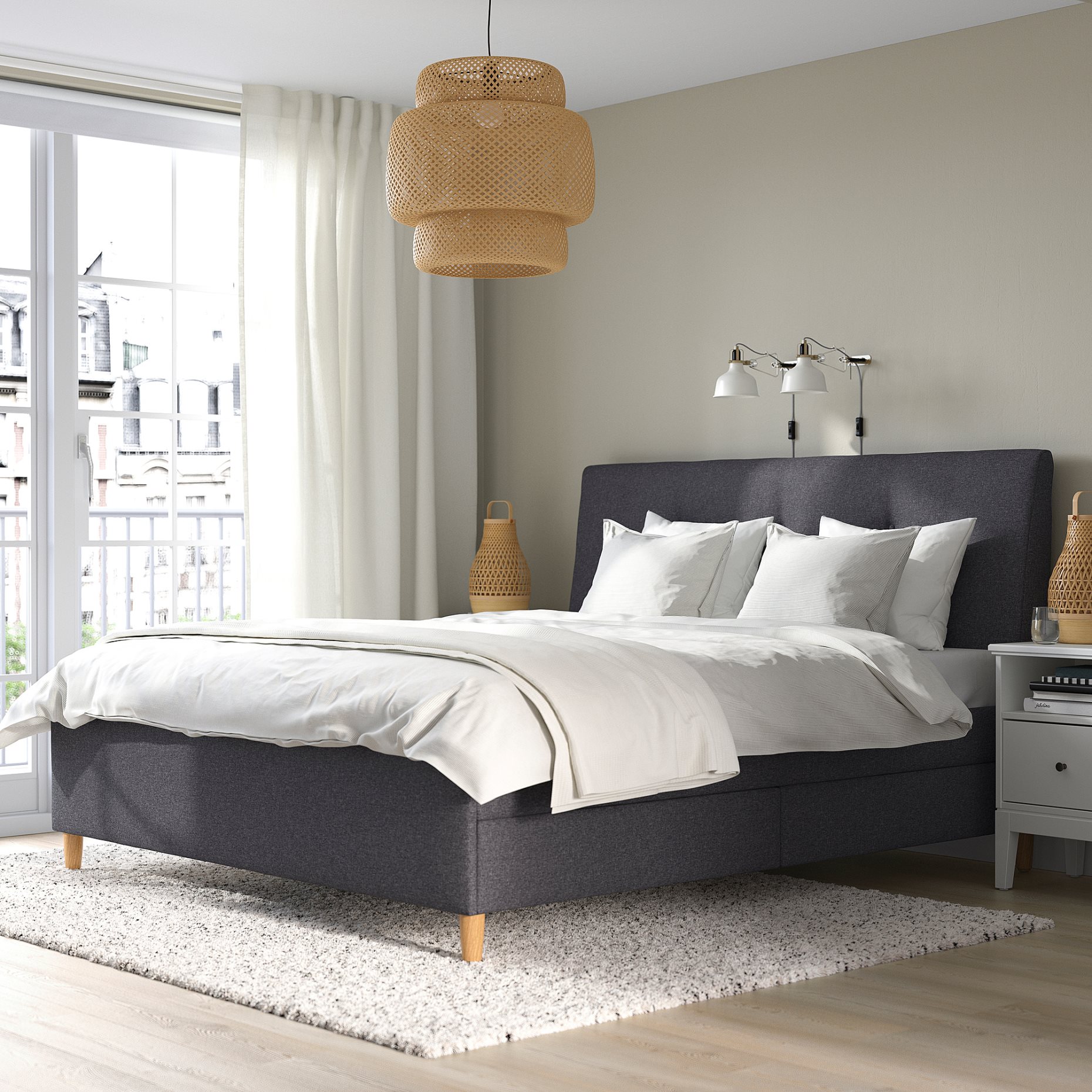 IDANÄS, upholstered storage bed, 180x200 cm, 704.471.82