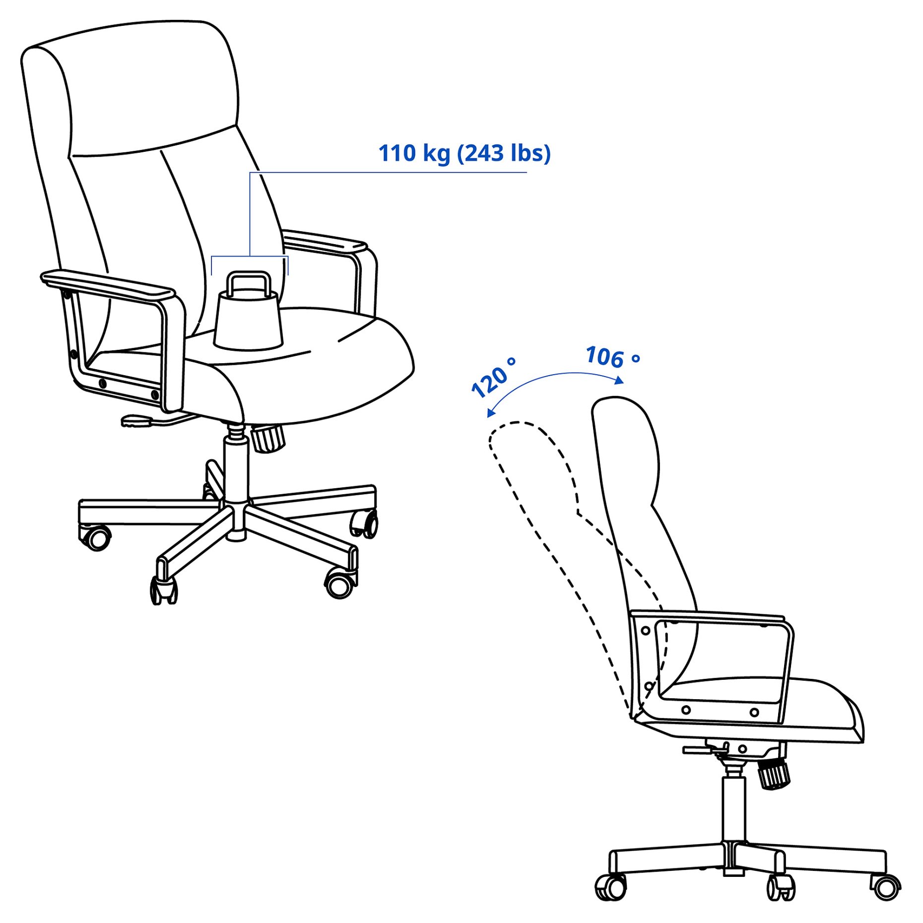 MILLBERGET, περιστρεφόμενη καρέκλα, 704.893.89