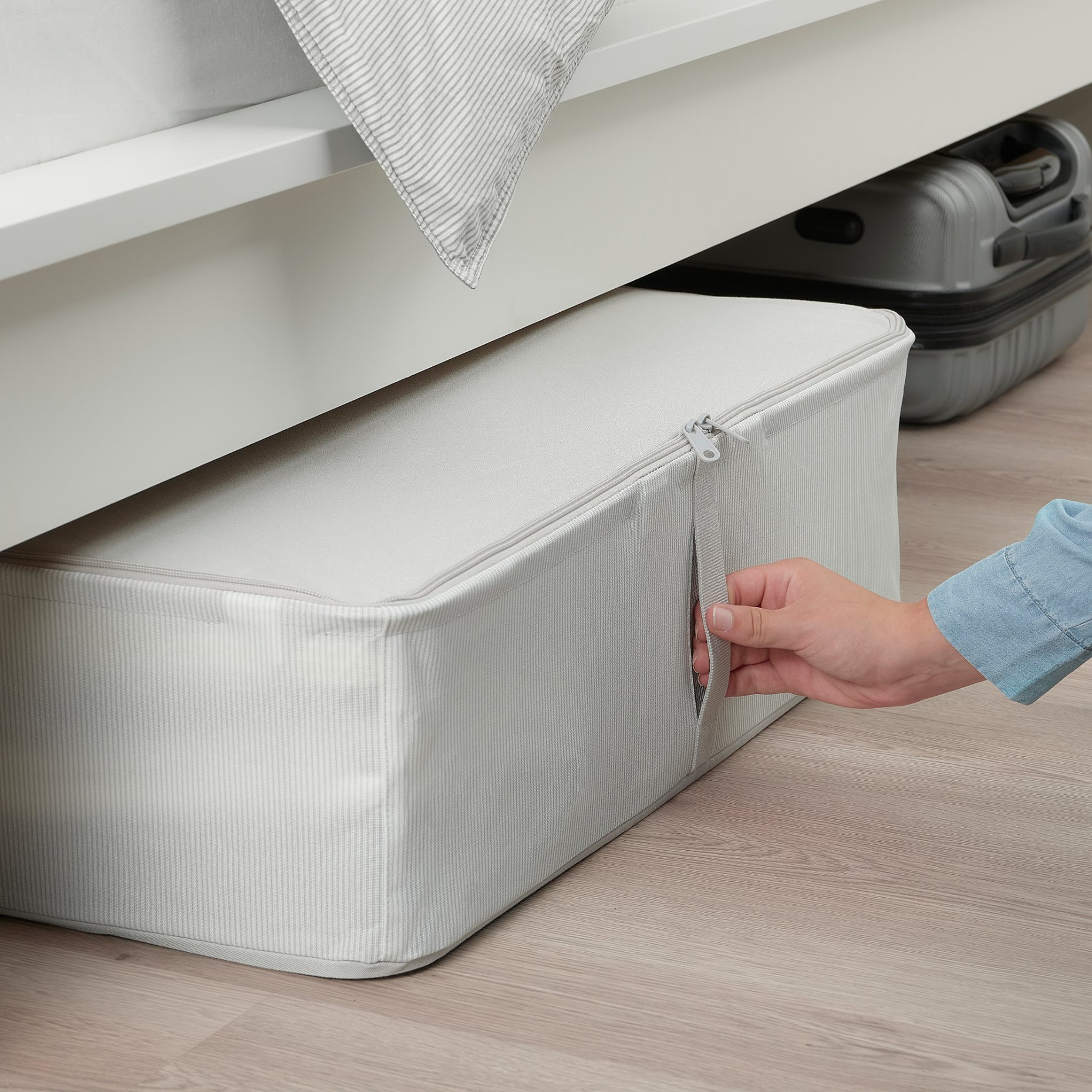 HEMMAFIXARE, storage case/fabric striped, 69x51x19 cm, 705.039.17