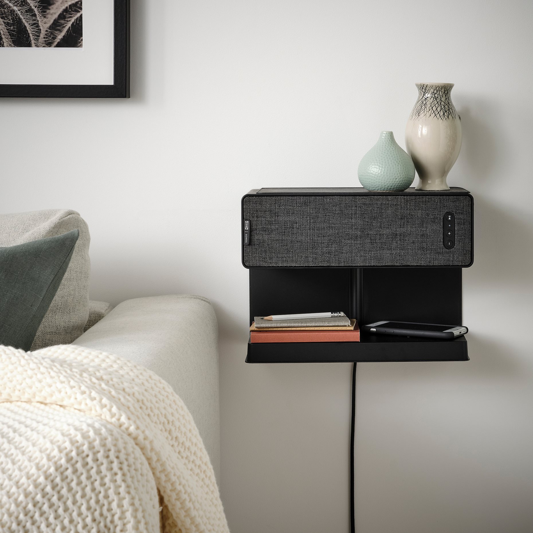 SYMFONISK, shelf with wireless charger, 705.133.08