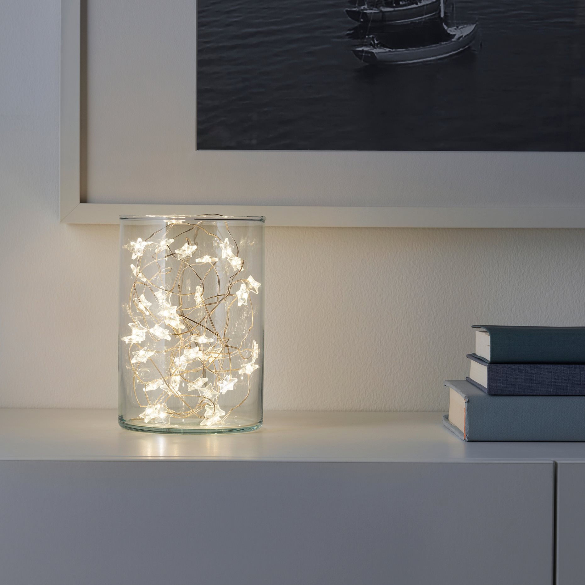 FRÖJDA, γιρλάντα με ενσωματωμένο φωτισμό LED/40 λαμπτήρες/λειτουργία με μπαταρία/μίνι/αστέρι, 705.821.51