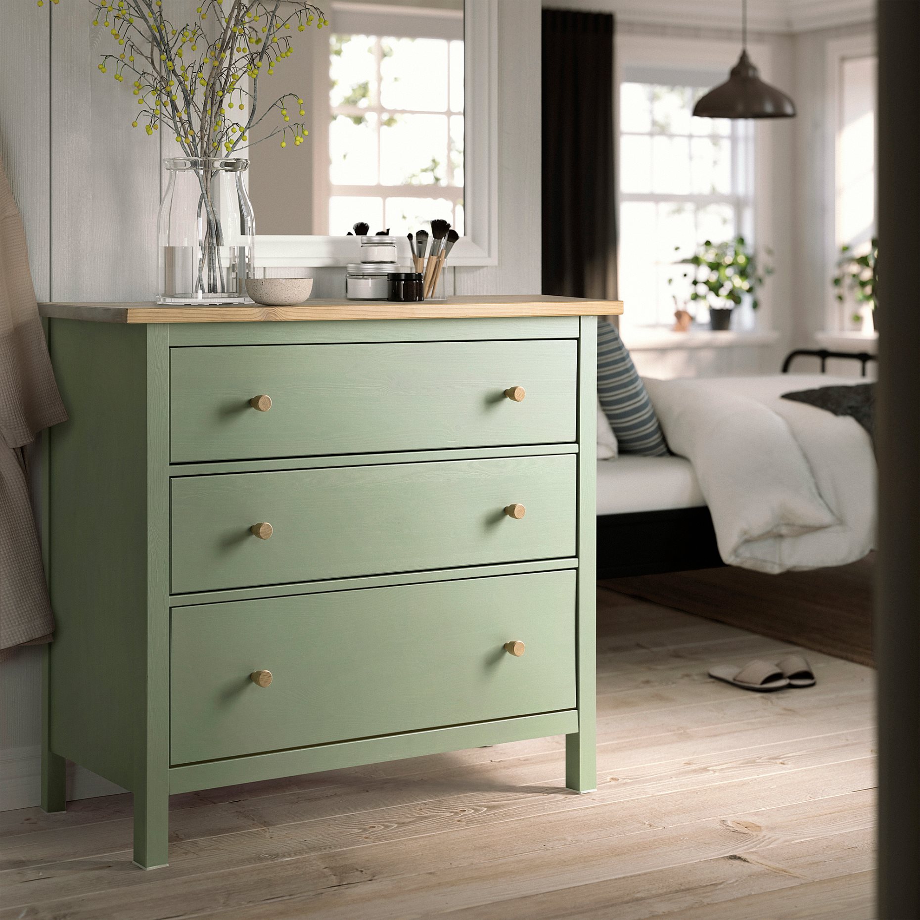 HEMNES, συρταριέρα με 3 συρτάρια, 108x96 cm, 706.107.38
