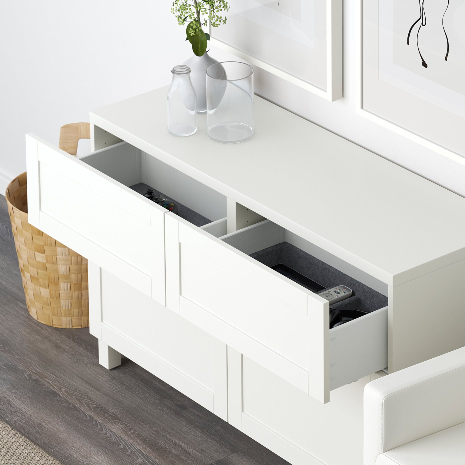 BESTÅ, storage combination with doors/drawers soft-closing, 120x42x74 cm, 791.952.93
