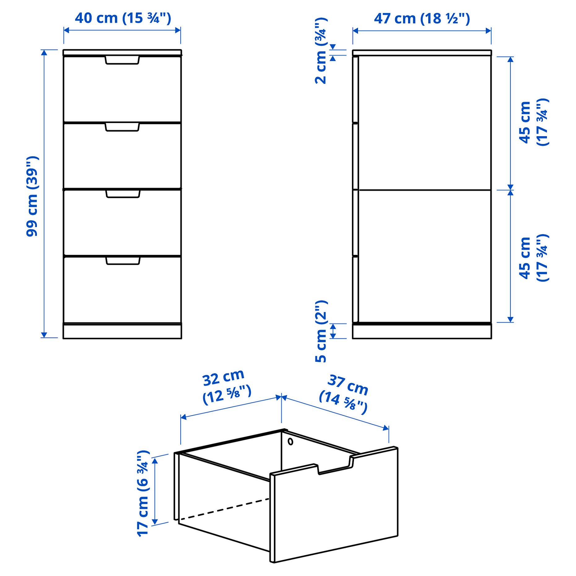 NORDLI, συρταριέρα με 4 συρτάρια, 40X99 cm, 792.398.43