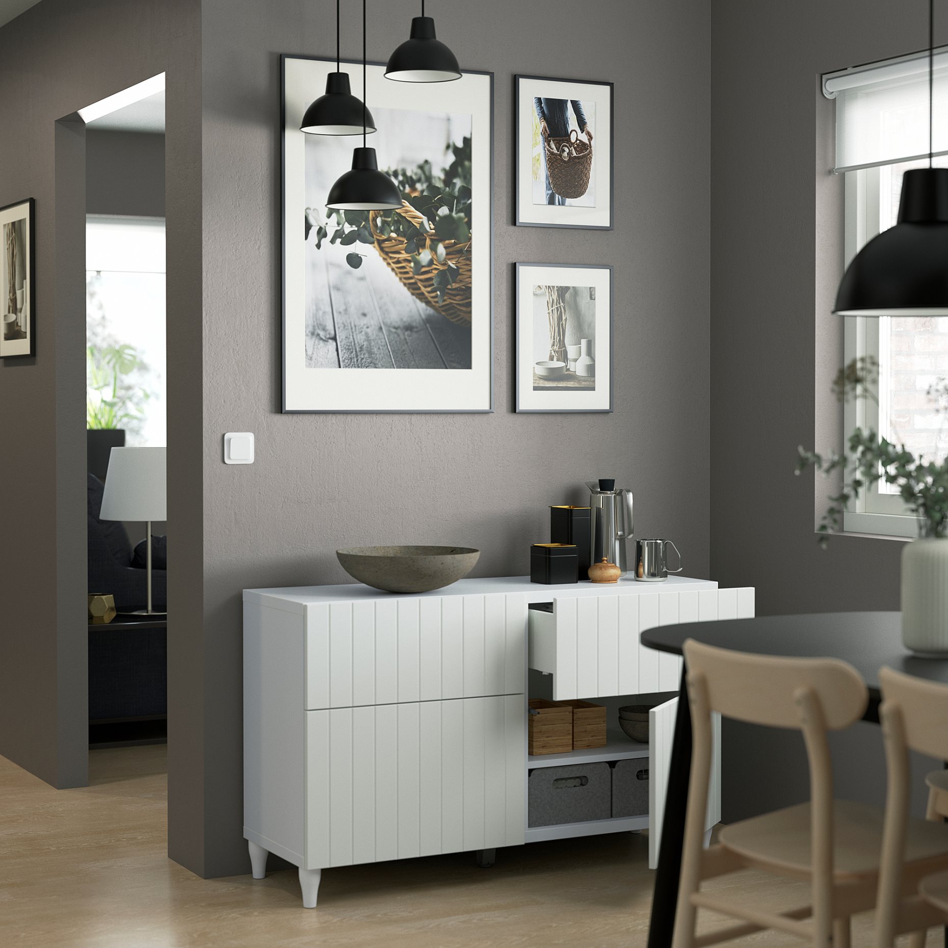 BESTÅ, storage combination with doors/drawers soft-closing, 120x42x74 cm, 793.848.87