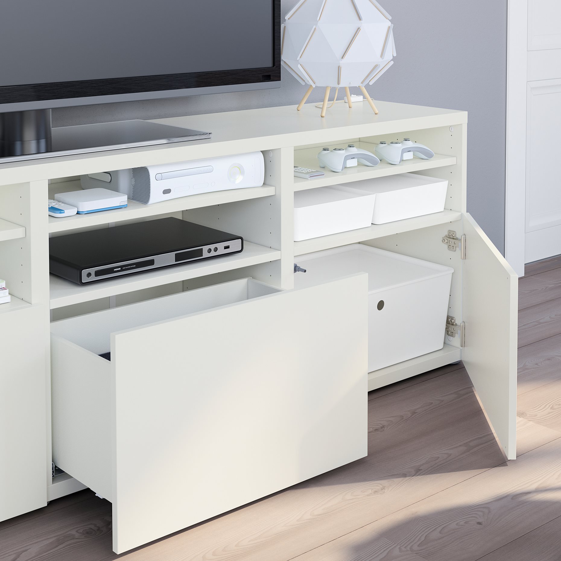 BESTÅ, TV storage combination/glass doors/drawers soft closing, 180x42x192 cm, 794.071.91