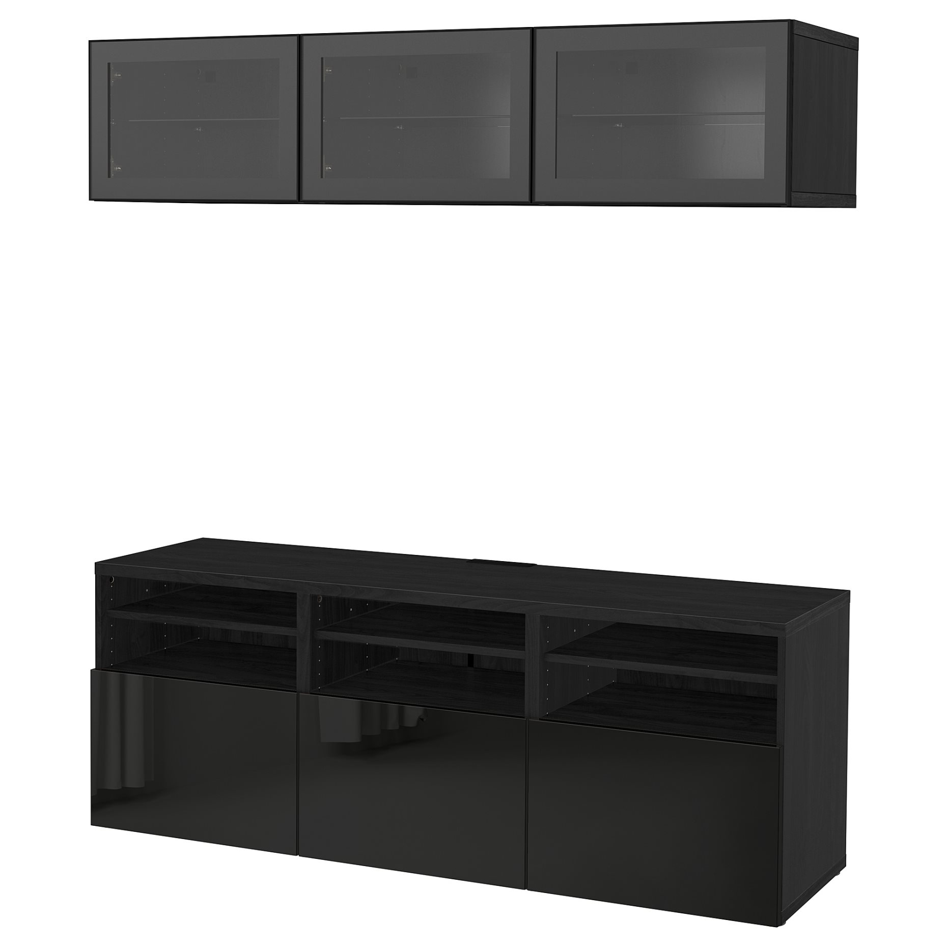BESTÅ, TV storage combination/glass doors/drawers soft closing, 180x42x192 cm, 794.072.14