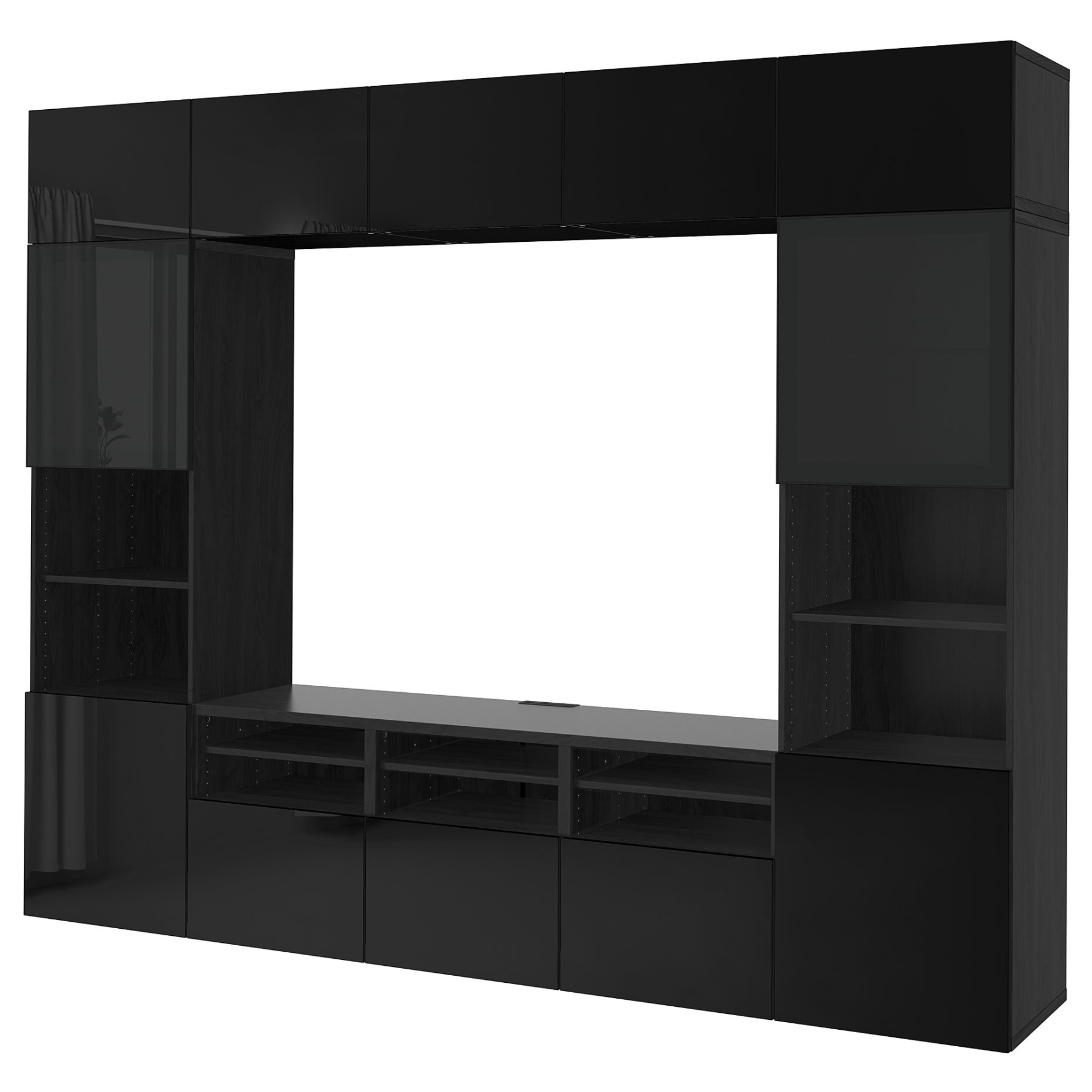 BESTÅ, TV storage combination/glass doors/drawers soft closing, 300x42x231 cm, 794.110.32