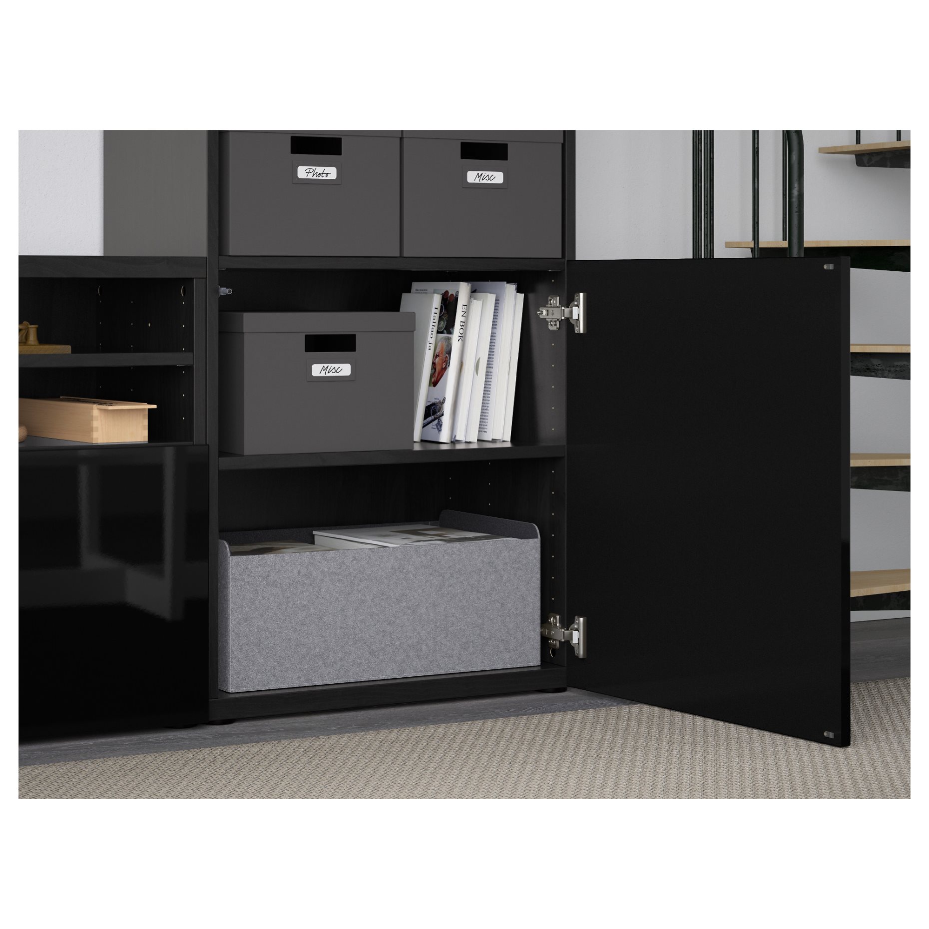 BESTÅ, TV storage combination/glass doors/drawers soft closing, 300x42x231 cm, 794.110.32