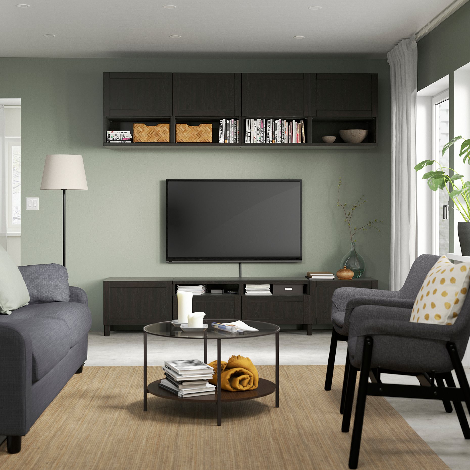 BESTÅ, σύνθεση αποθήκευσης TV/πόρτες/συρτάρια με μαλακό κλείσιμο, 240x42x230 cm, 794.119.61