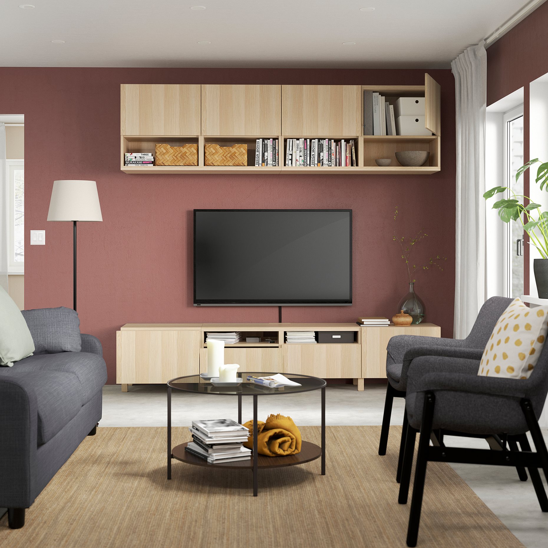 BESTÅ, TV storage combination/doors/drawers soft closing, 240x42x230 cm, 794.119.75