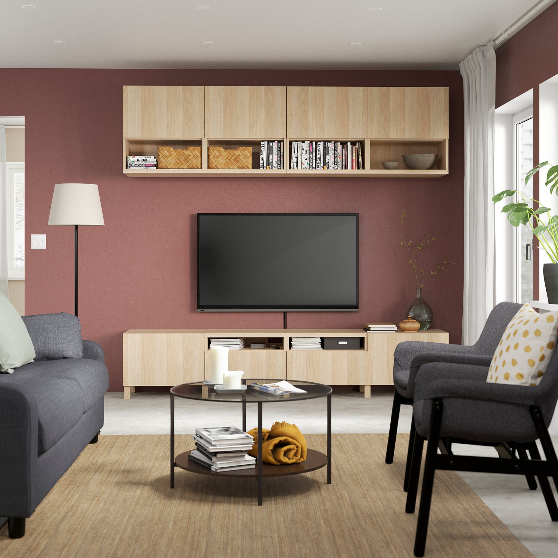 BESTÅ, TV storage combination/doors/drawers soft closing, 240x42x230 cm, 794.119.75